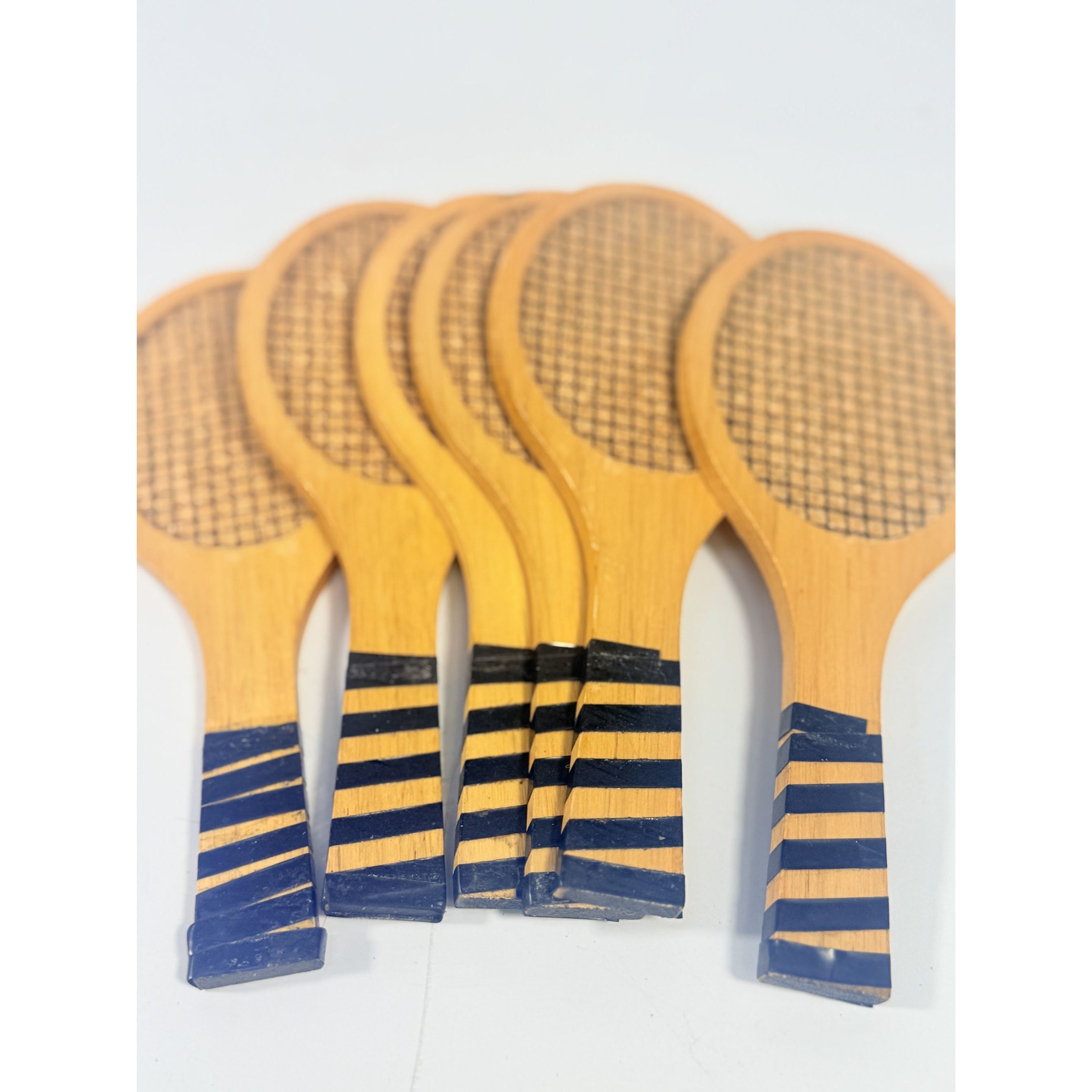 Coaster Set Cork and Wood Tennis Rackets Set 6 Unique Barware Vintage Gifts Serving Party Country Club Kitchenware Hostess Mancave