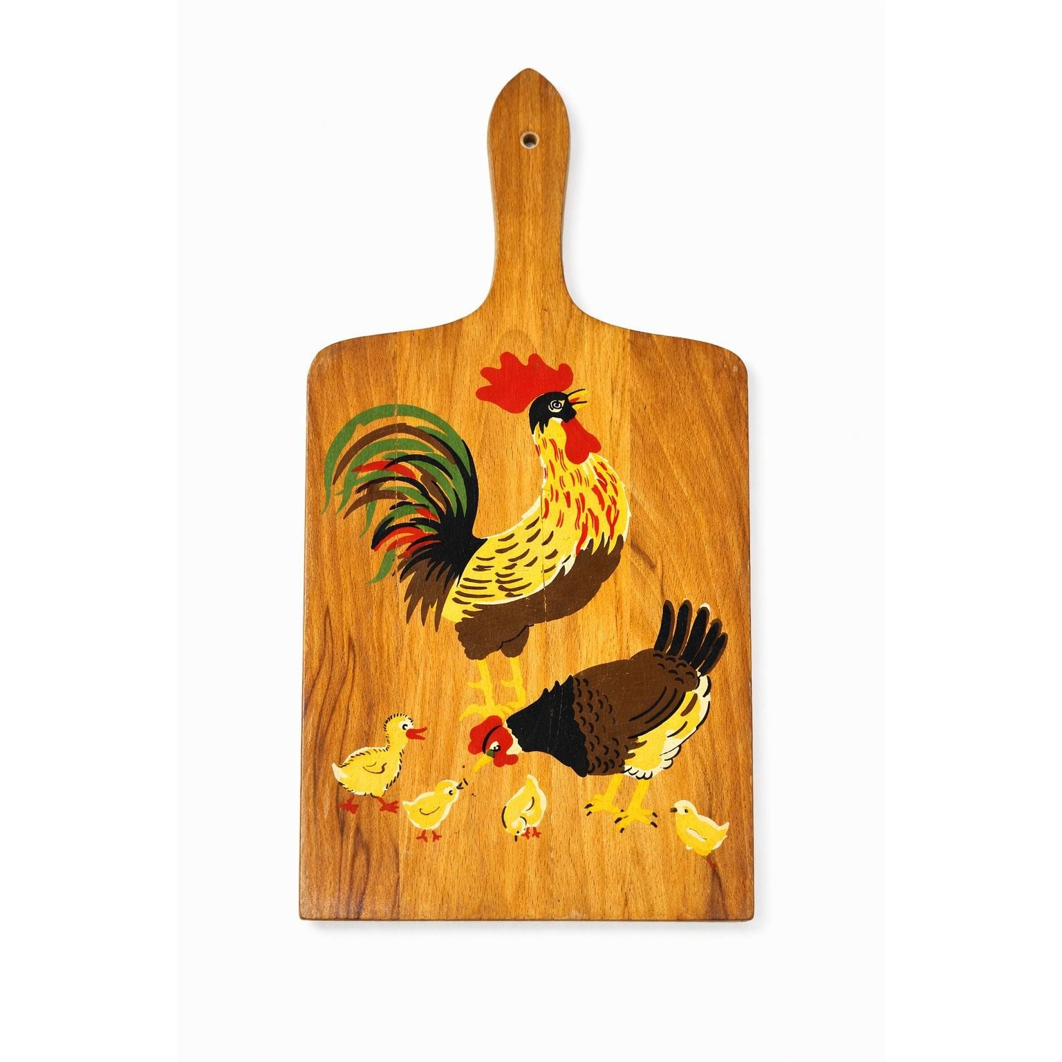 Wood Cutting Bread Board Chickens Roosters Vintage Folk Art Wooden Kitchen Tools Farmhouse Primitve Home Decor Decorative Accents