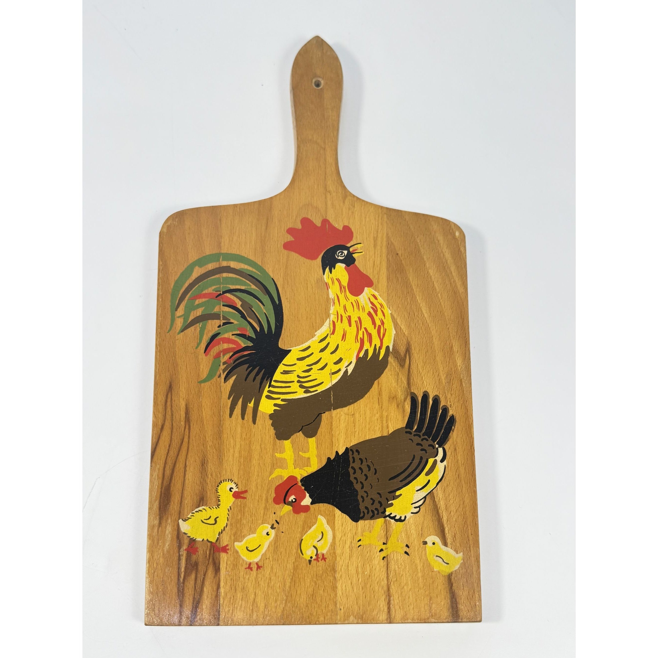 Wood Cutting Bread Board Chickens Roosters Vintage Folk Art Wooden Kitchen Tools Farmhouse Primitve Home Decor Decorative Accents