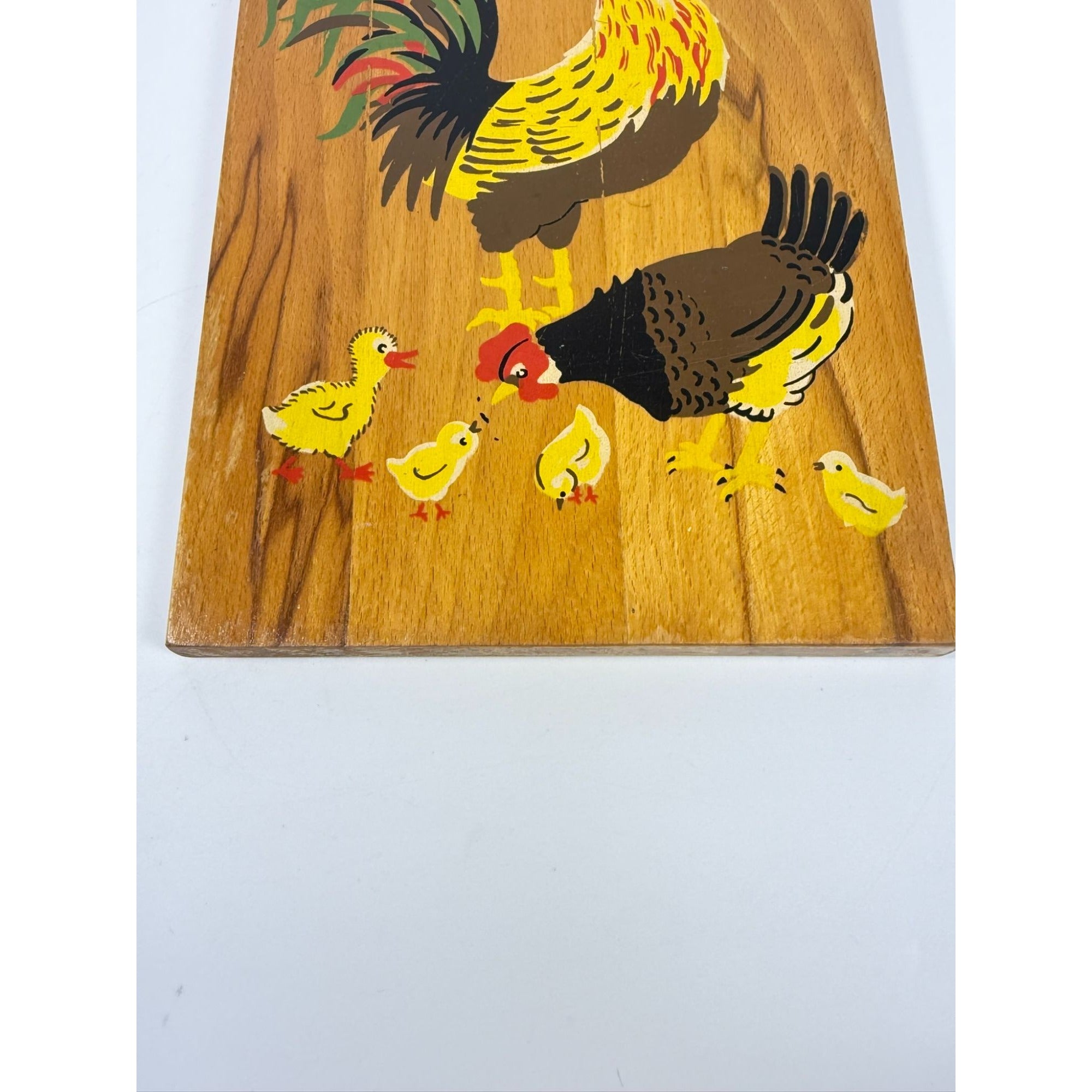 Wood Cutting Bread Board Chickens Roosters Vintage Folk Art Wooden Kitchen Tools Farmhouse Primitve Home Decor Decorative Accents