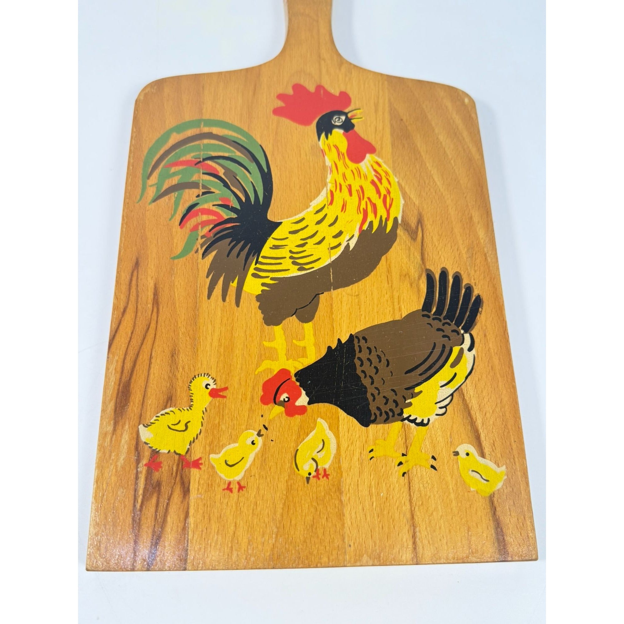 Wood Cutting Bread Board Chickens Roosters Vintage Folk Art Wooden Kitchen Tools Farmhouse Primitve Home Decor Decorative Accents