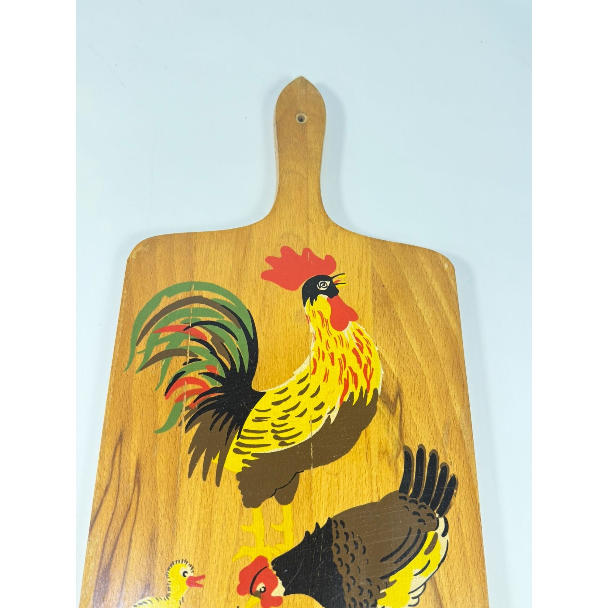 Wood Cutting Bread Board Chickens Roosters Vintage Folk Art Wooden Kitchen Tools Farmhouse Primitve Home Decor Decorative Accents