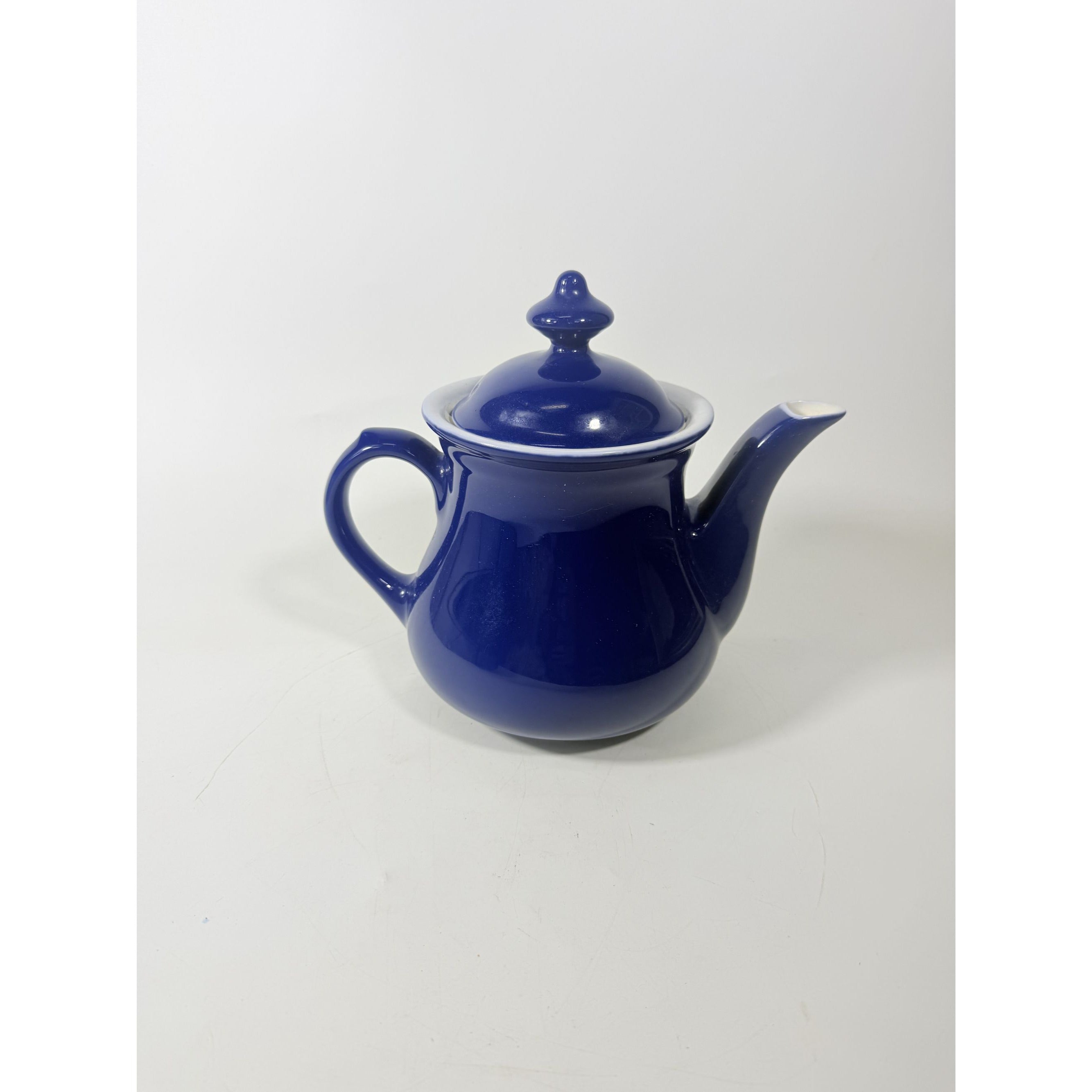 Million Dollar Coffee Pot Teapot Hall China Marine Navy Blue  Ceramic Glazed Pottery Restaurant Cottage Granny Core Collectible Stamped