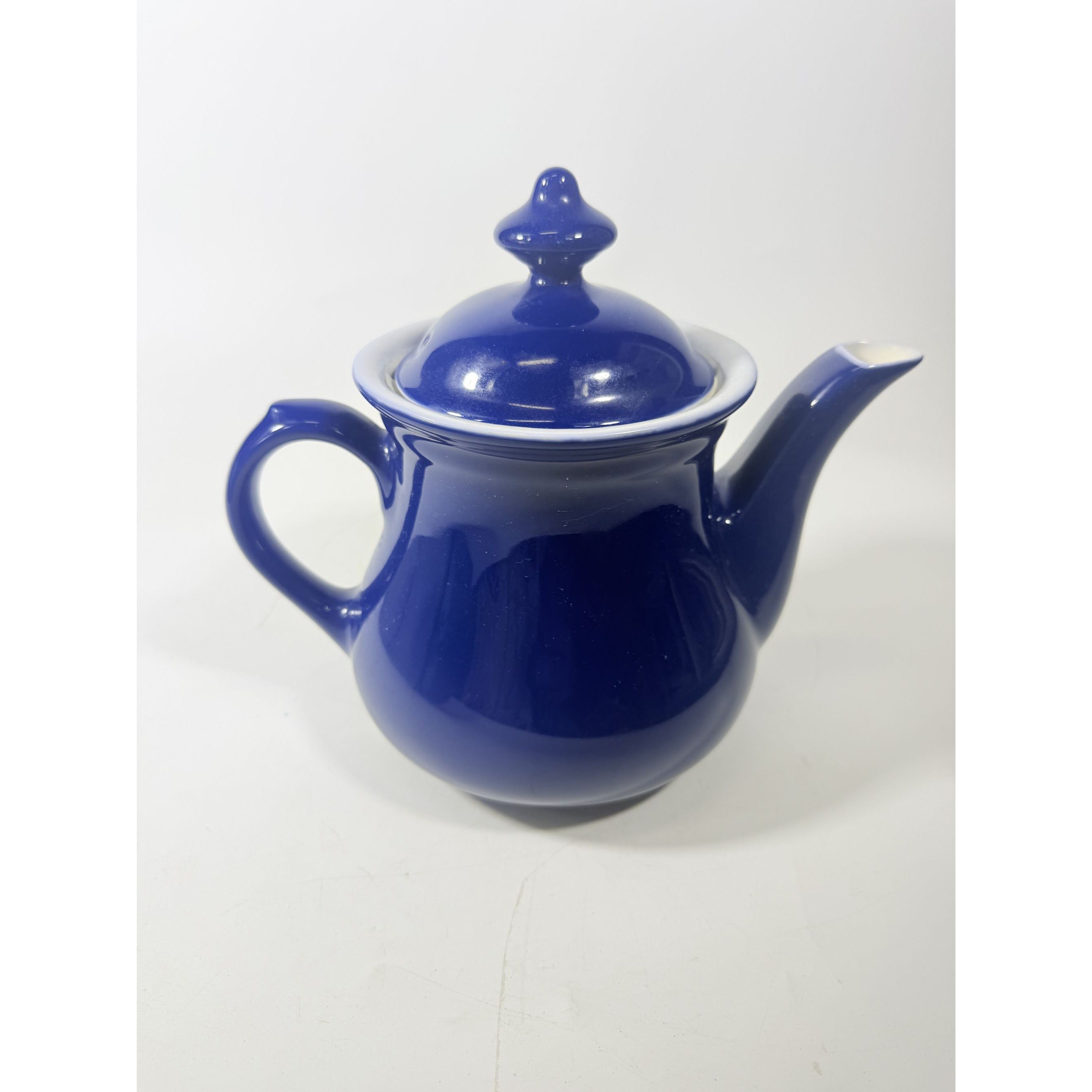 Million Dollar Coffee Pot Teapot Hall China Marine Navy Blue  Ceramic Glazed Pottery Restaurant Cottage Granny Core Collectible Stamped