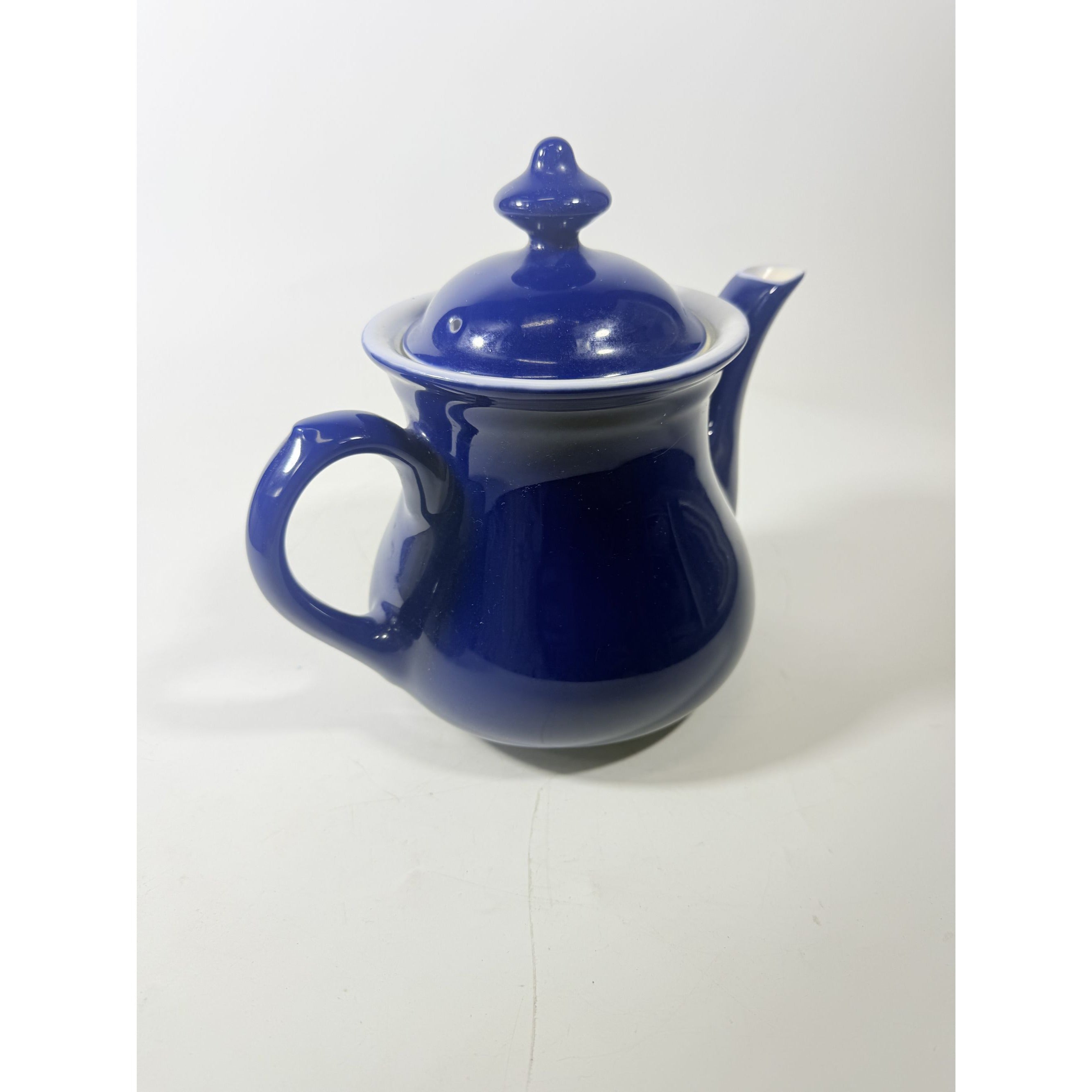 Million Dollar Coffee Pot Teapot Hall China Marine Navy Blue  Ceramic Glazed Pottery Restaurant Cottage Granny Core Collectible Stamped