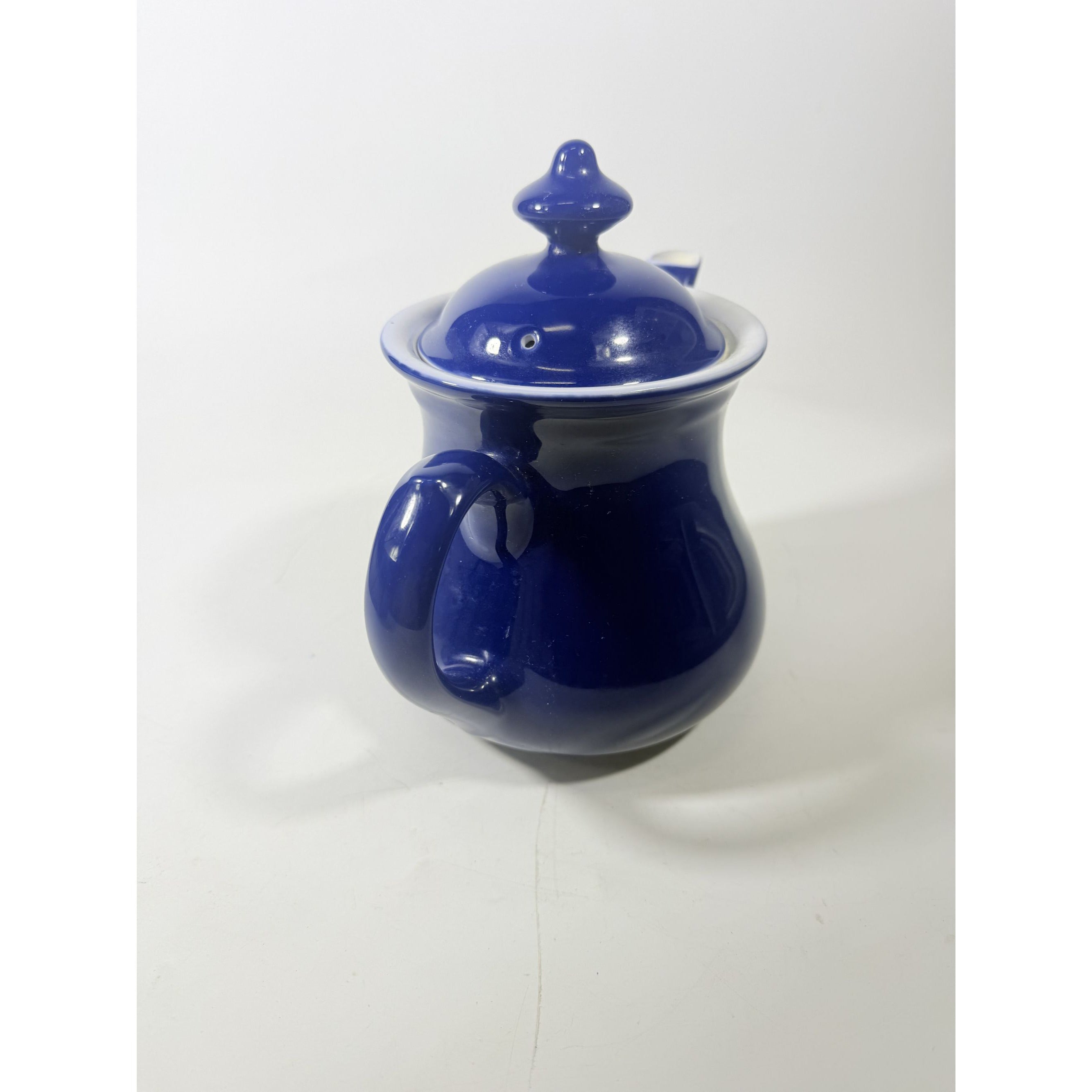 Million Dollar Coffee Pot Teapot Hall China Marine Navy Blue  Ceramic Glazed Pottery Restaurant Cottage Granny Core Collectible Stamped