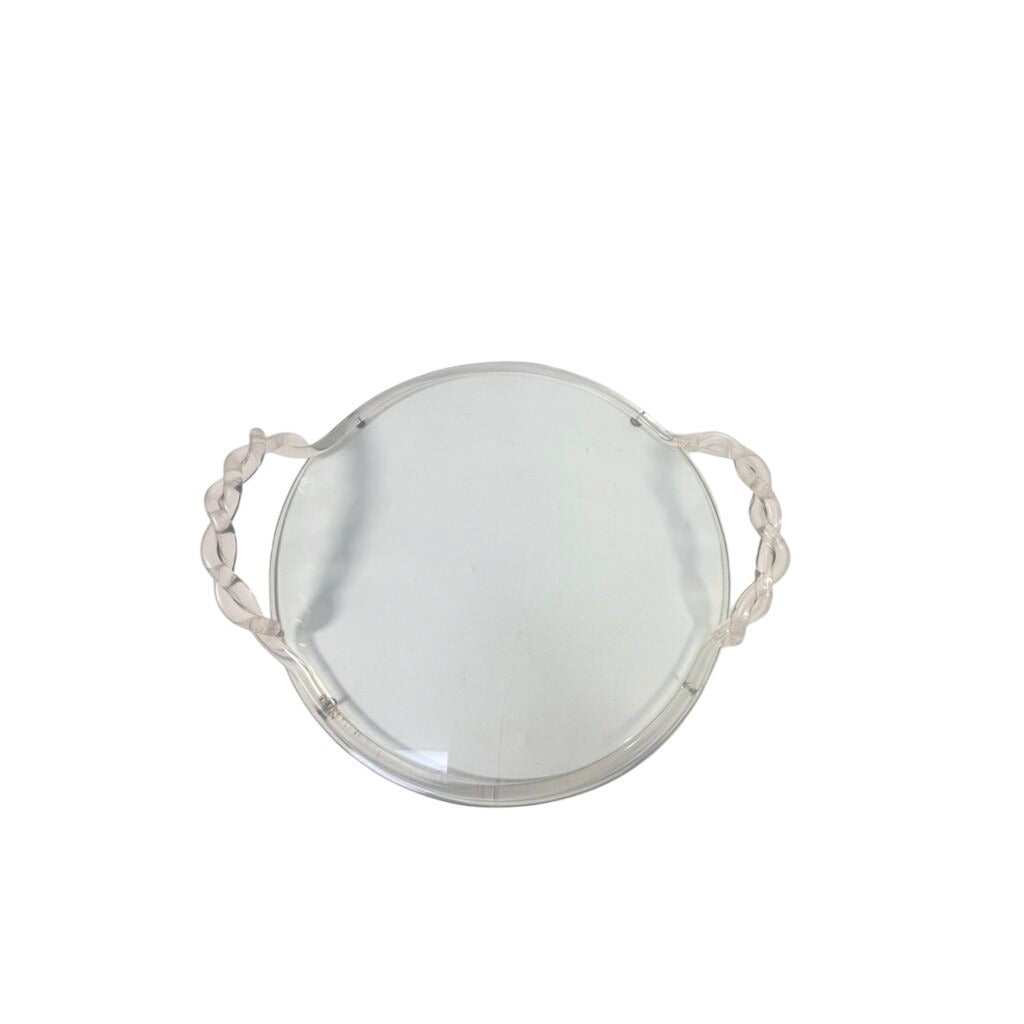 Vanity Boudoir Bar Serving Tray Vintage 1960s Dorothy Thorpe Style MCM Lucite Acrylic Mid Century Retro Braided Handle Barware Unique Home