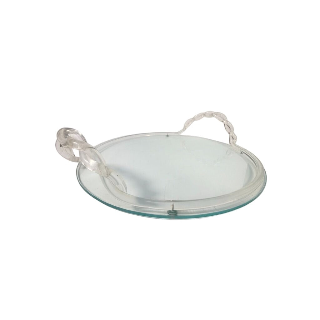Vanity Boudoir Bar Serving Tray Vintage 1960s Dorothy Thorpe Style MCM Lucite Acrylic Mid Century Retro Braided Handle Barware Unique Home