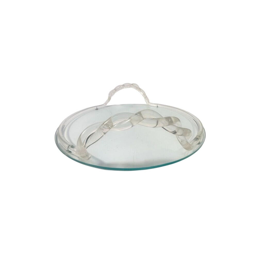 Vanity Boudoir Bar Serving Tray Vintage 1960s Dorothy Thorpe Style MCM Lucite Acrylic Mid Century Retro Braided Handle Barware Unique Home
