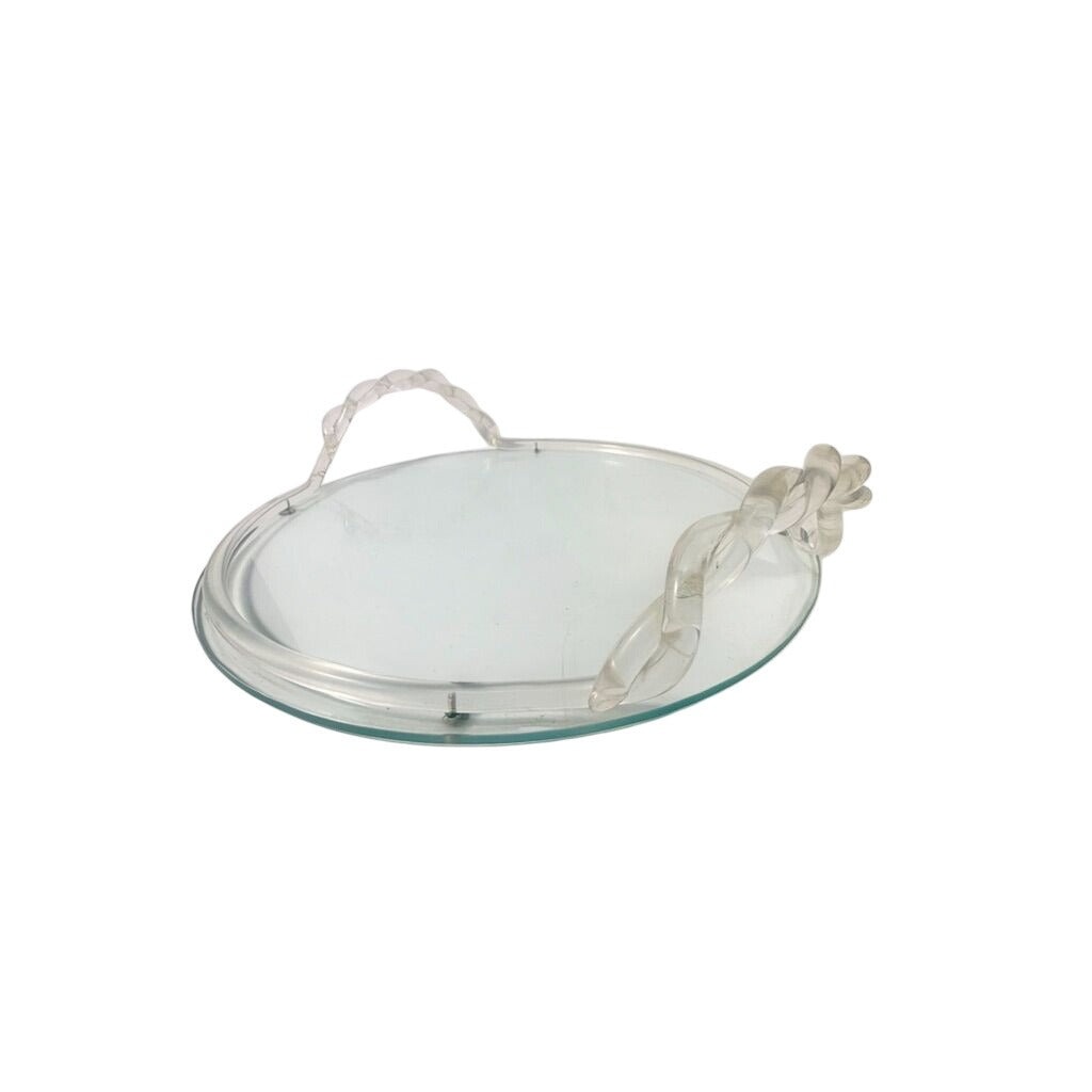 Vanity Boudoir Bar Serving Tray Vintage 1960s Dorothy Thorpe Style MCM Lucite Acrylic Mid Century Retro Braided Handle Barware Unique Home