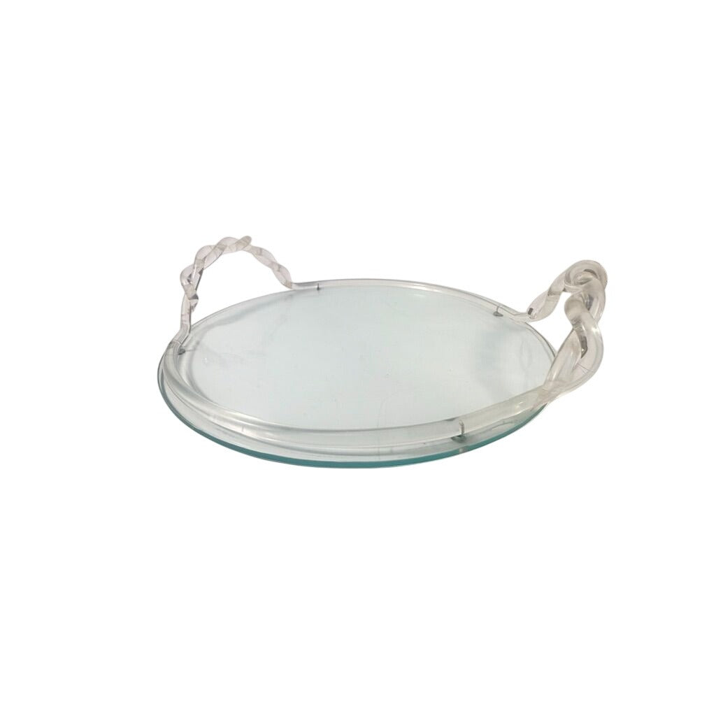 Vanity Boudoir Bar Serving Tray Vintage 1960s Dorothy Thorpe Style MCM Lucite Acrylic Mid Century Retro Braided Handle Barware Unique Home