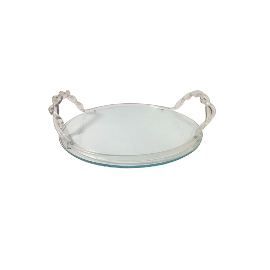 Vanity Boudoir Bar Serving Tray Vintage 1960s Dorothy Thorpe Style MCM Lucite Acrylic Mid Century Retro Braided Handle Barware Unique Home