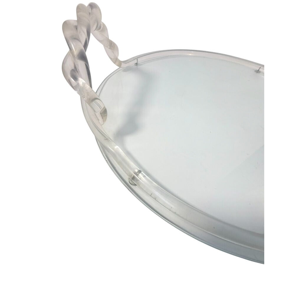 Vanity Boudoir Bar Serving Tray Vintage 1960s Dorothy Thorpe Style MCM Lucite Acrylic Mid Century Retro Braided Handle Barware Unique Home