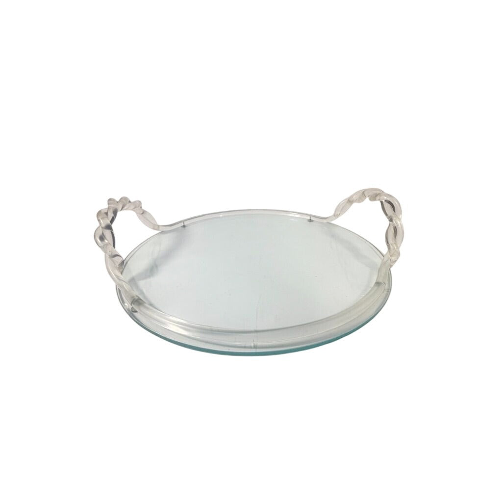 Vanity Boudoir Bar Serving Tray Vintage 1960s Dorothy Thorpe Style MCM Lucite Acrylic Mid Century Retro Braided Handle Barware Unique Home