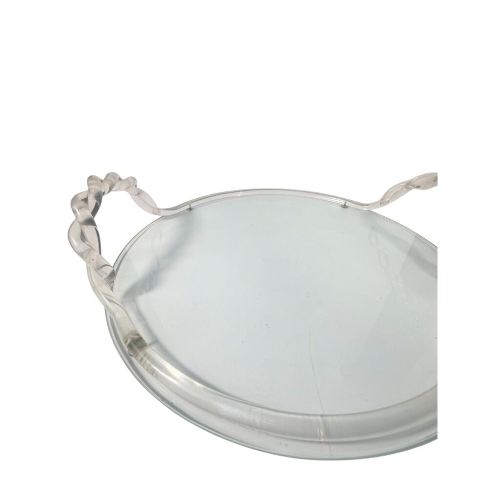 Vanity Boudoir Bar Serving Tray Vintage 1960s Dorothy Thorpe Style MCM Lucite Acrylic Mid Century Retro Braided Handle Barware Unique Home