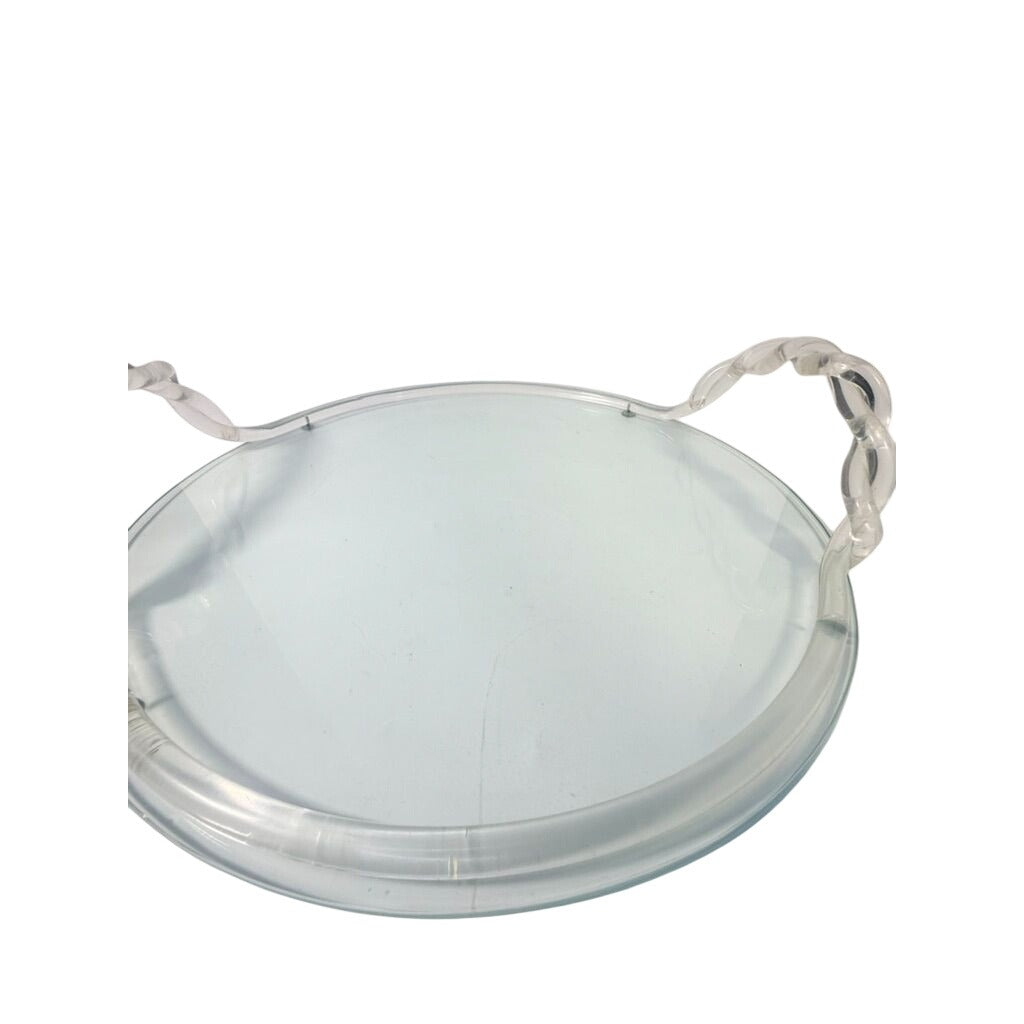 Vanity Boudoir Bar Serving Tray Vintage 1960s Dorothy Thorpe Style MCM Lucite Acrylic Mid Century Retro Braided Handle Barware Unique Home