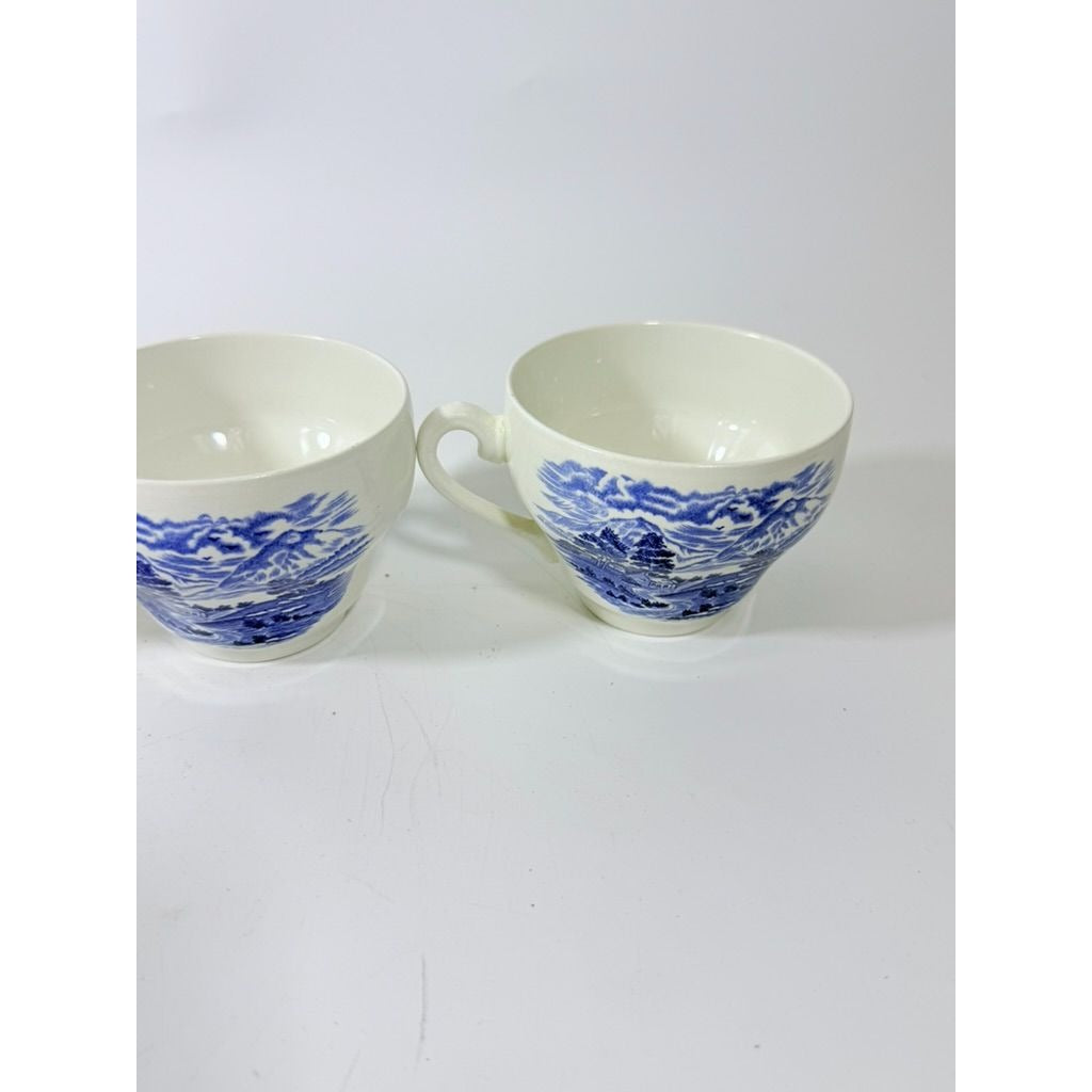 Transferware Tea Cup Enoch Wedgwood Countryside”Teacup -Blue and White Dishware – Made in England Replacement China Traditional