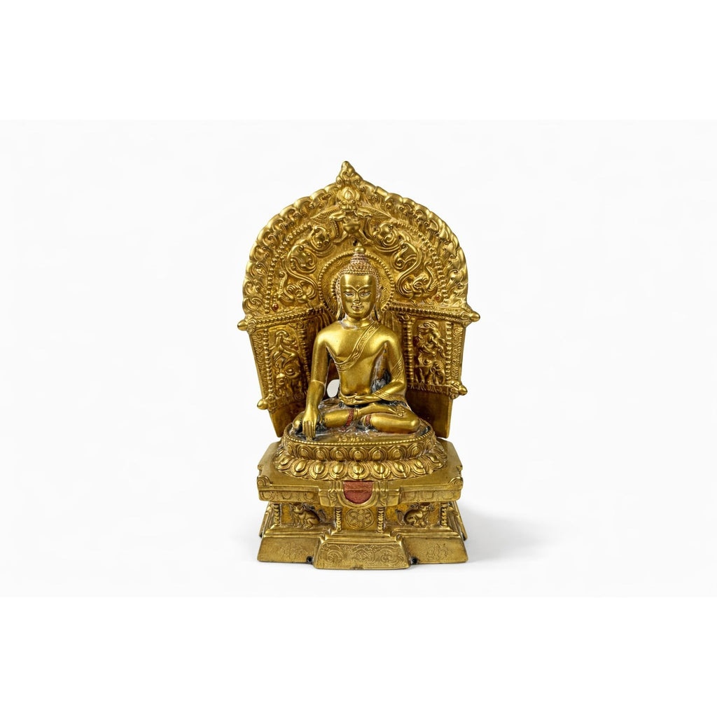 Brass Budda Statue Old Tibet Buddhism Bronze Gilt Shakyamuni Sakyamuni Amitabha Vintage  Alter Temple Meditation Hand Forged