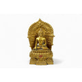 Brass Budda Statue Old Tibet Buddhism Bronze Gilt Shakyamuni Sakyamuni Amitabha Vintage  Alter Temple Meditation Hand Forged