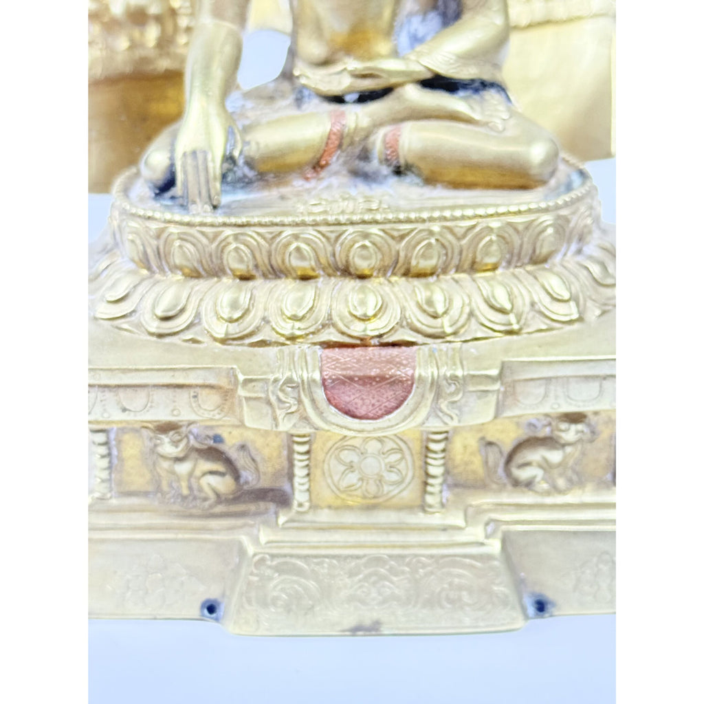 Brass Budda Statue Old Tibet Buddhism Bronze Gilt Shakyamuni Sakyamuni Amitabha Vintage  Alter Temple Meditation Hand Forged