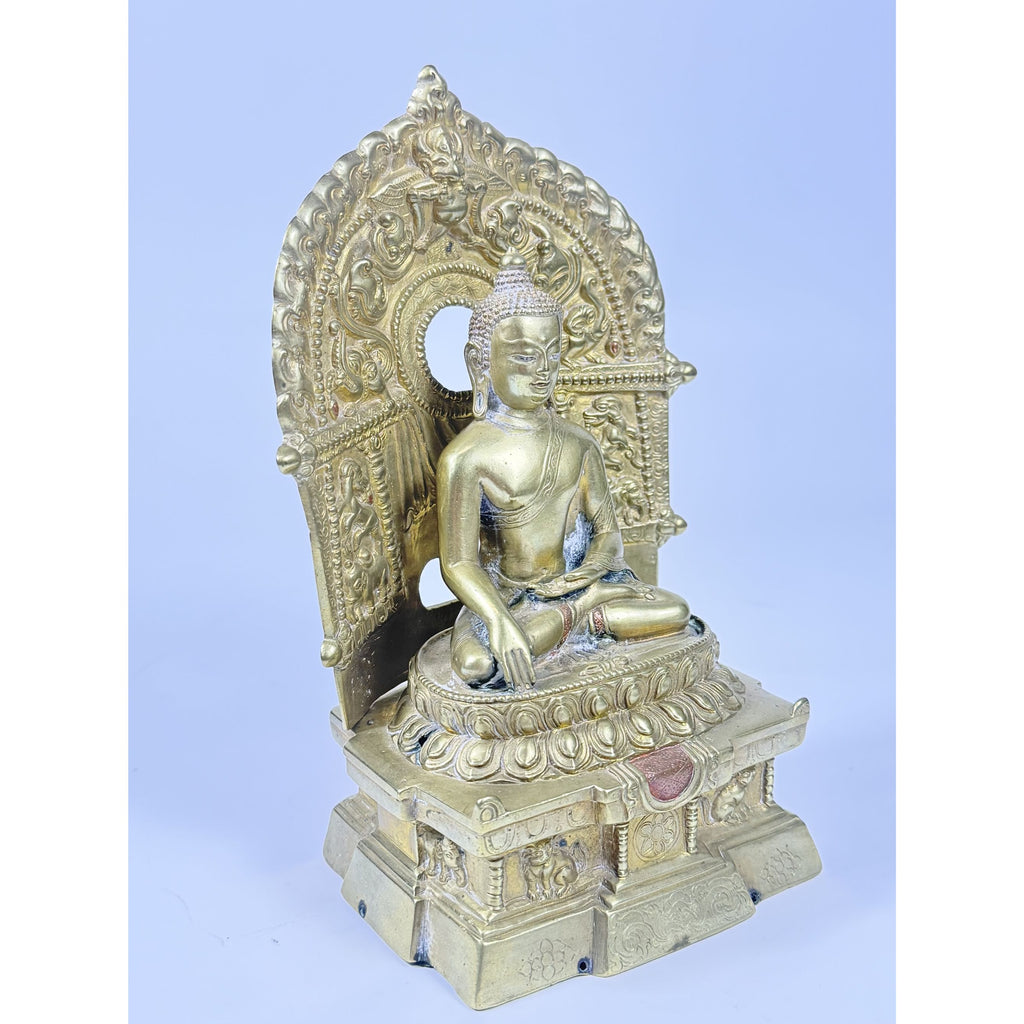 Brass Budda Statue Old Tibet Buddhism Bronze Gilt Shakyamuni Sakyamuni Amitabha Vintage  Alter Temple Meditation Hand Forged