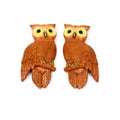 Chalkware Owls Pair Set 2 Wall Hanging Miller Studios Vintage Mid Century Boho Kitschy On Perch