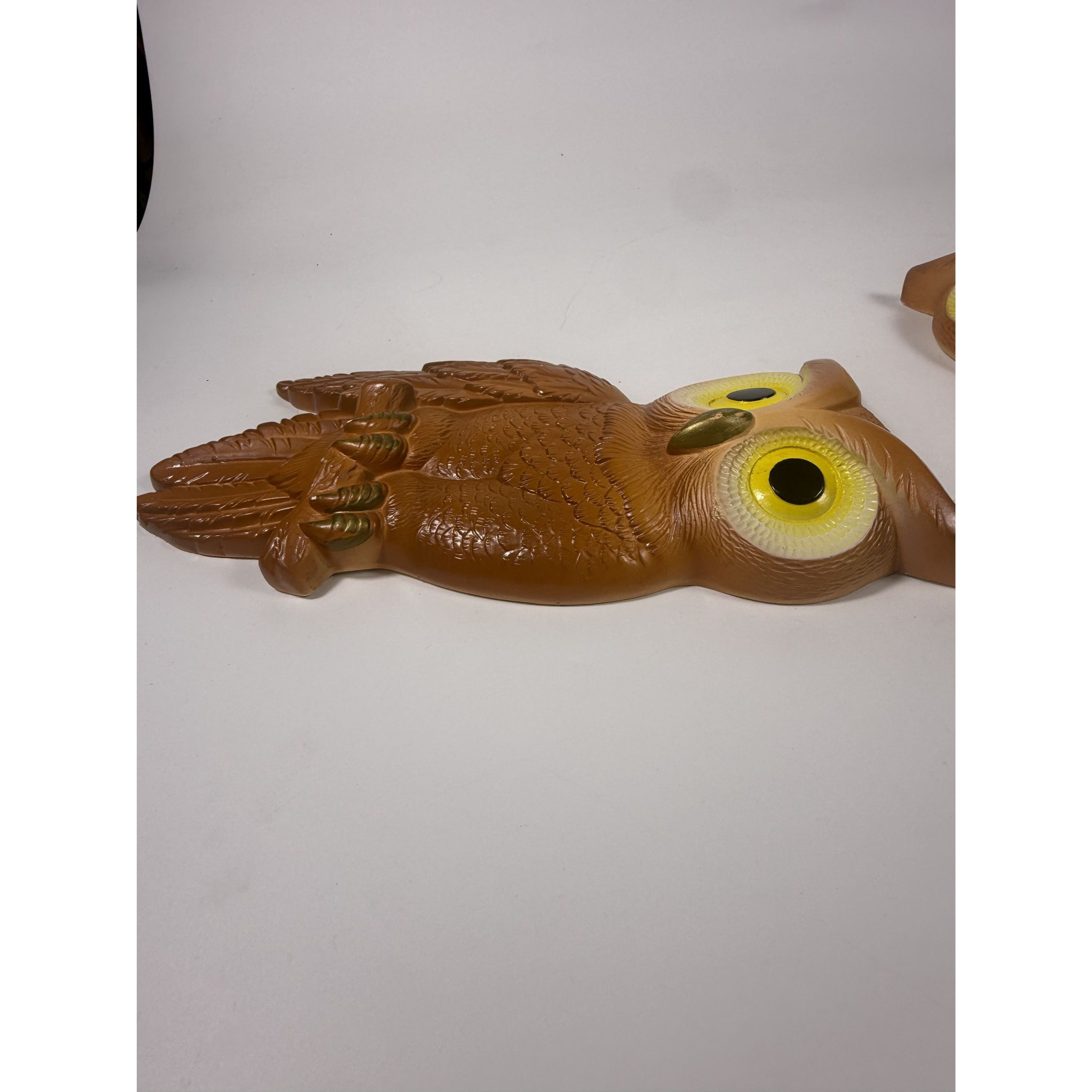 Chalkware Owls Pair Set 2 Wall Hanging Miller Studios Vintage Mid Century Boho Kitschy On Perch