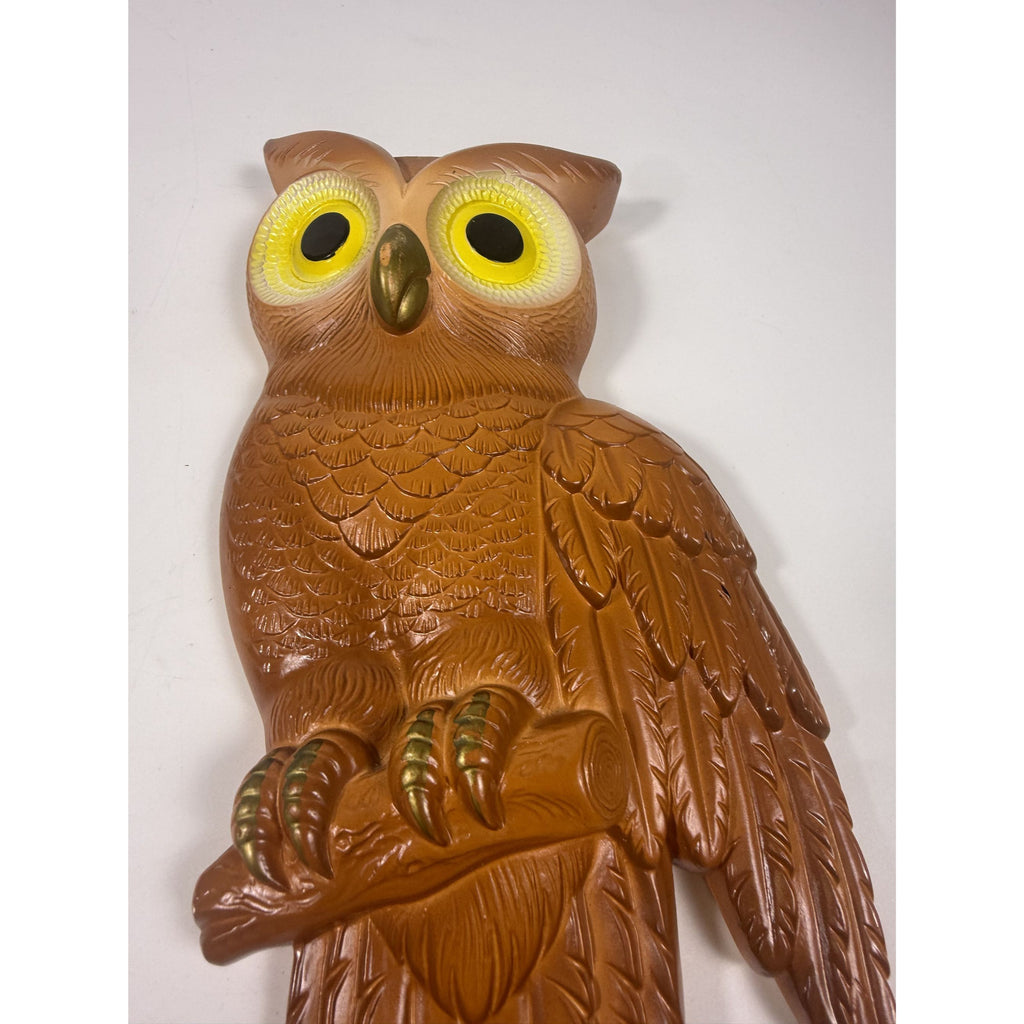 Chalkware Owls Pair Set 2 Wall Hanging Miller Studios Vintage Mid Century Boho Kitschy On Perch