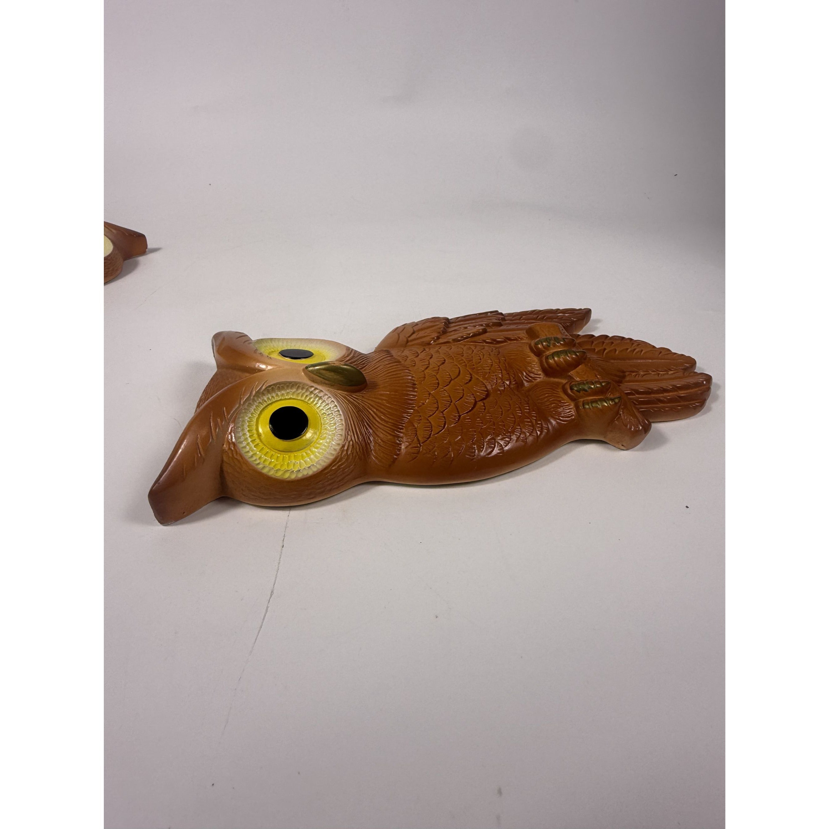 Chalkware Owls Pair Set 2 Wall Hanging Miller Studios Vintage Mid Century Boho Kitschy On Perch