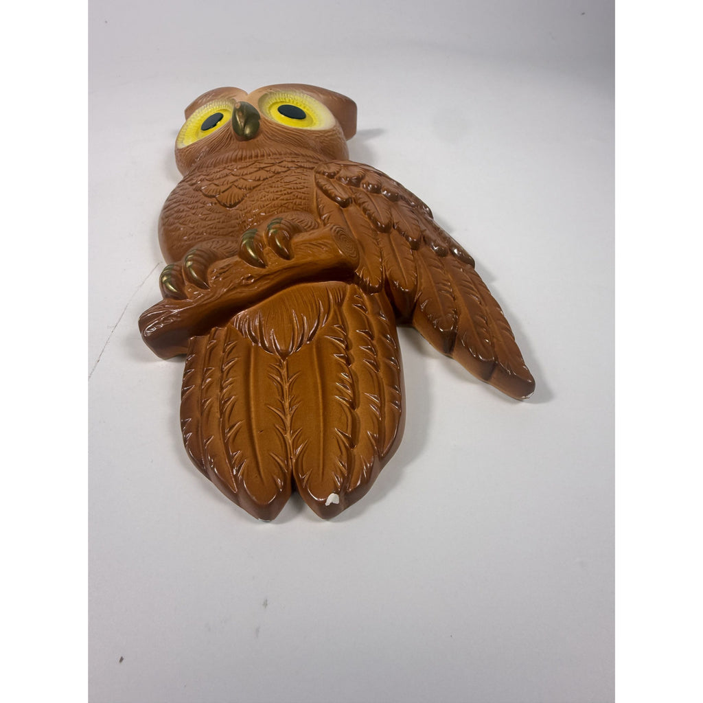 Chalkware Owls Pair Set 2 Wall Hanging Miller Studios Vintage Mid Century Boho Kitschy On Perch