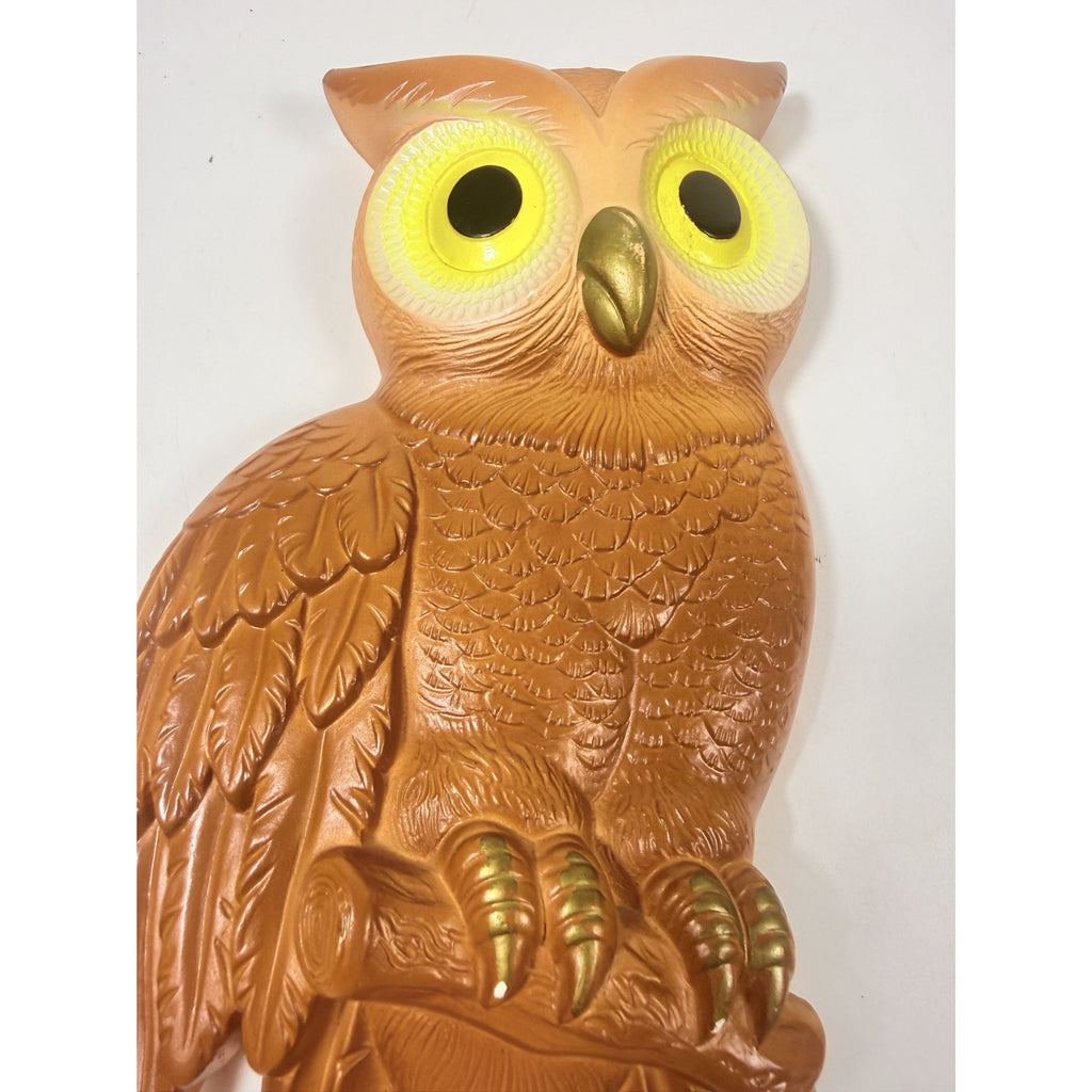 Chalkware Owls Pair Set 2 Wall Hanging Miller Studios Vintage Mid Century Boho Kitschy On Perch