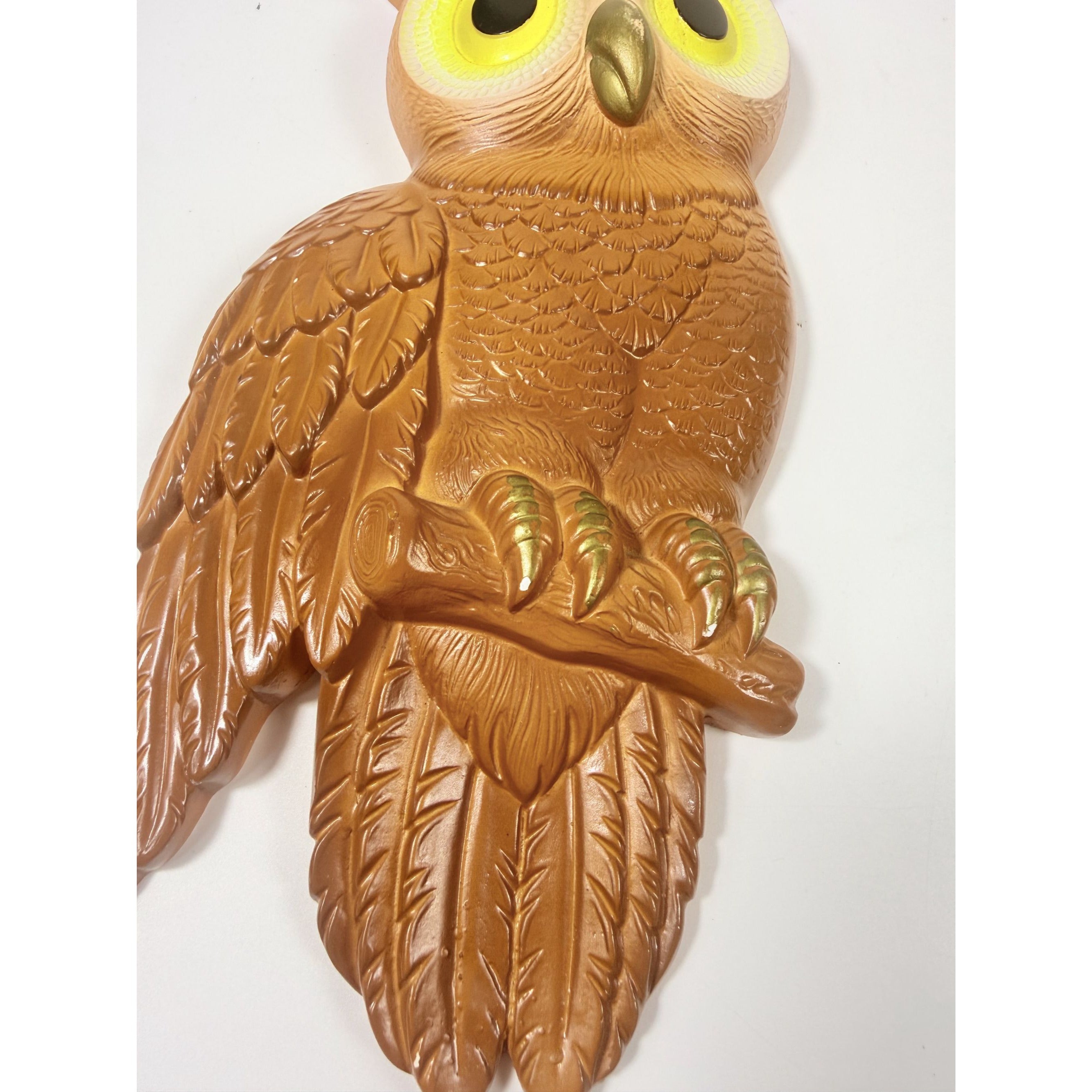 Chalkware Owls Pair Set 2 Wall Hanging Miller Studios Vintage Mid Century Boho Kitschy On Perch