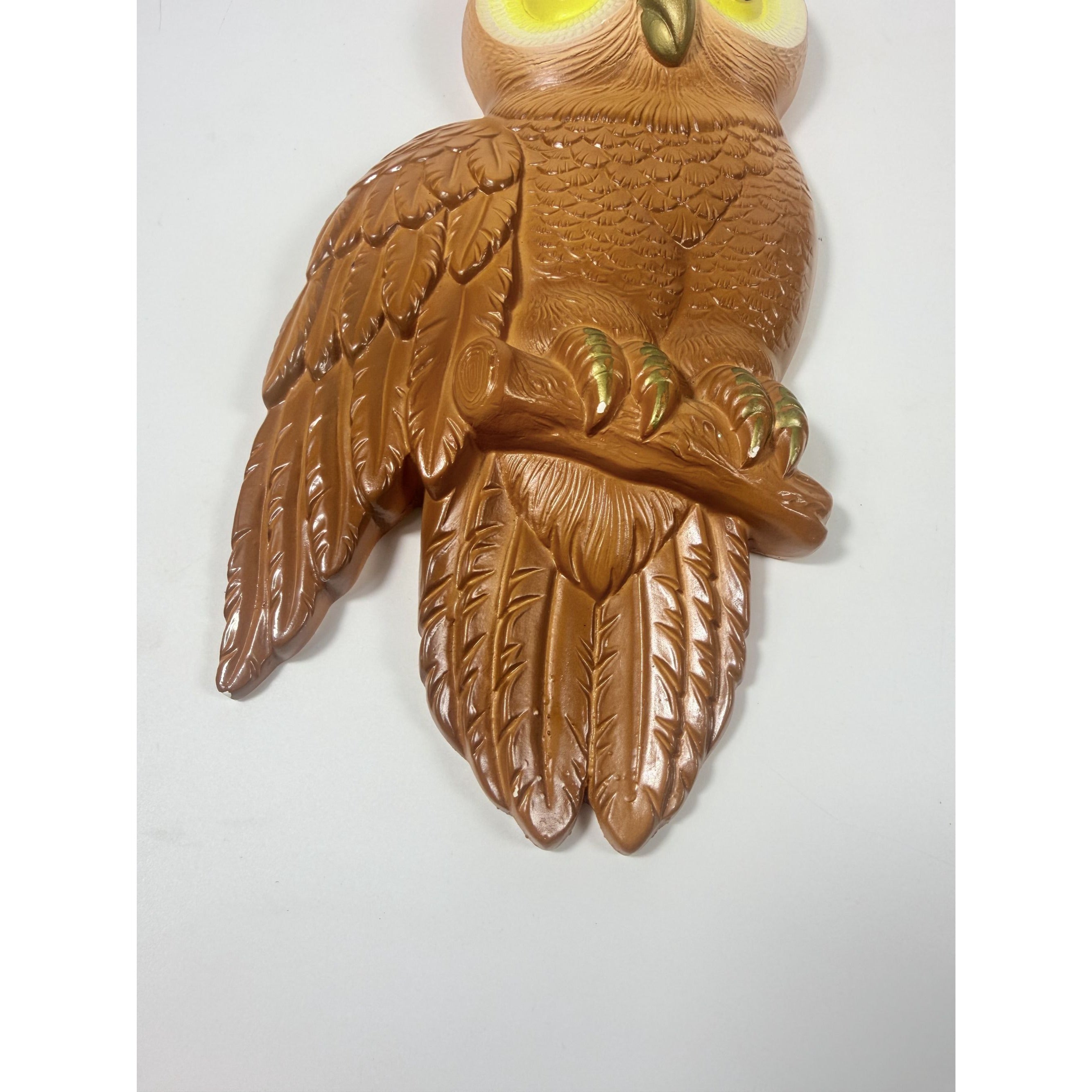 Chalkware Owls Pair Set 2 Wall Hanging Miller Studios Vintage Mid Century Boho Kitschy On Perch