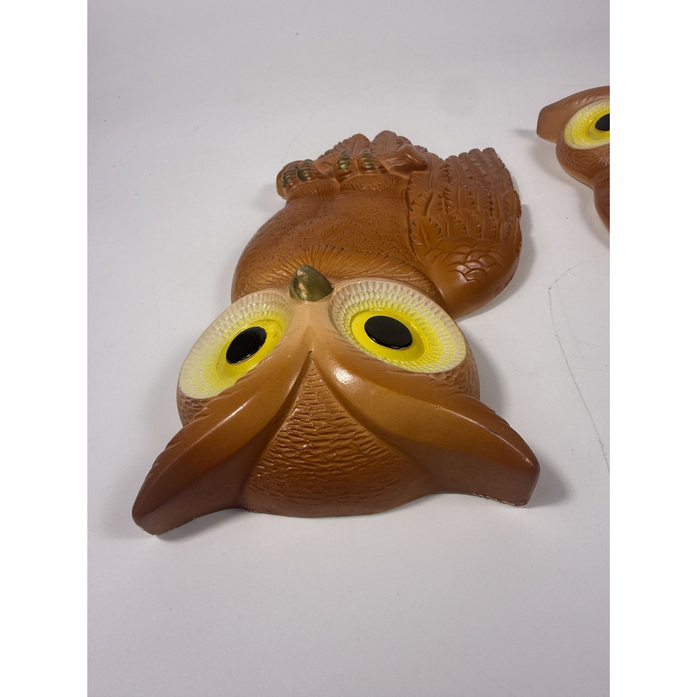 Chalkware Owls Pair Set 2 Wall Hanging Miller Studios Vintage Mid Century Boho Kitschy On Perch