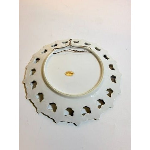 Gallery Wall Plate Sentimental Mother Poem Porcelain Floral Scalloped Pierced Edge Vintage Hand Painted  Aquality Products Kitschy Gift