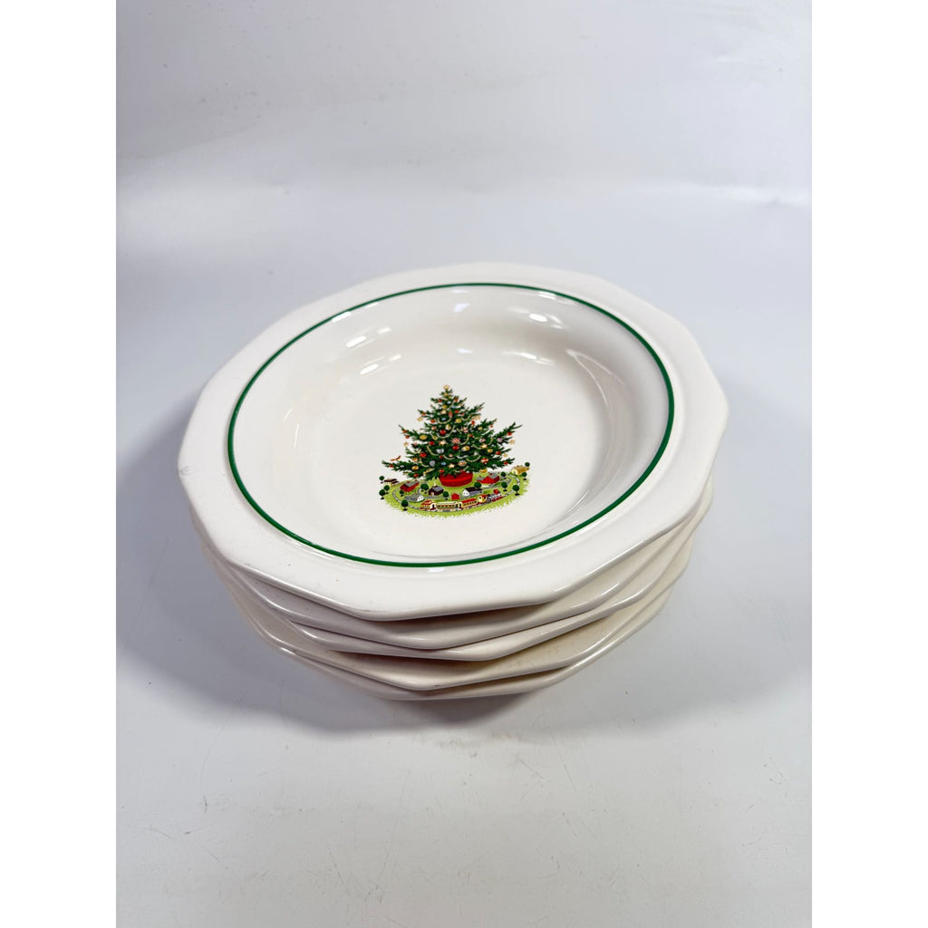 Pfaltzgraff Christmas Heritage Rimmed Soup Bowl Tree Holiday Vintage  Set 5 Replacement China Ironstone Seasonal Table Setting Traditional