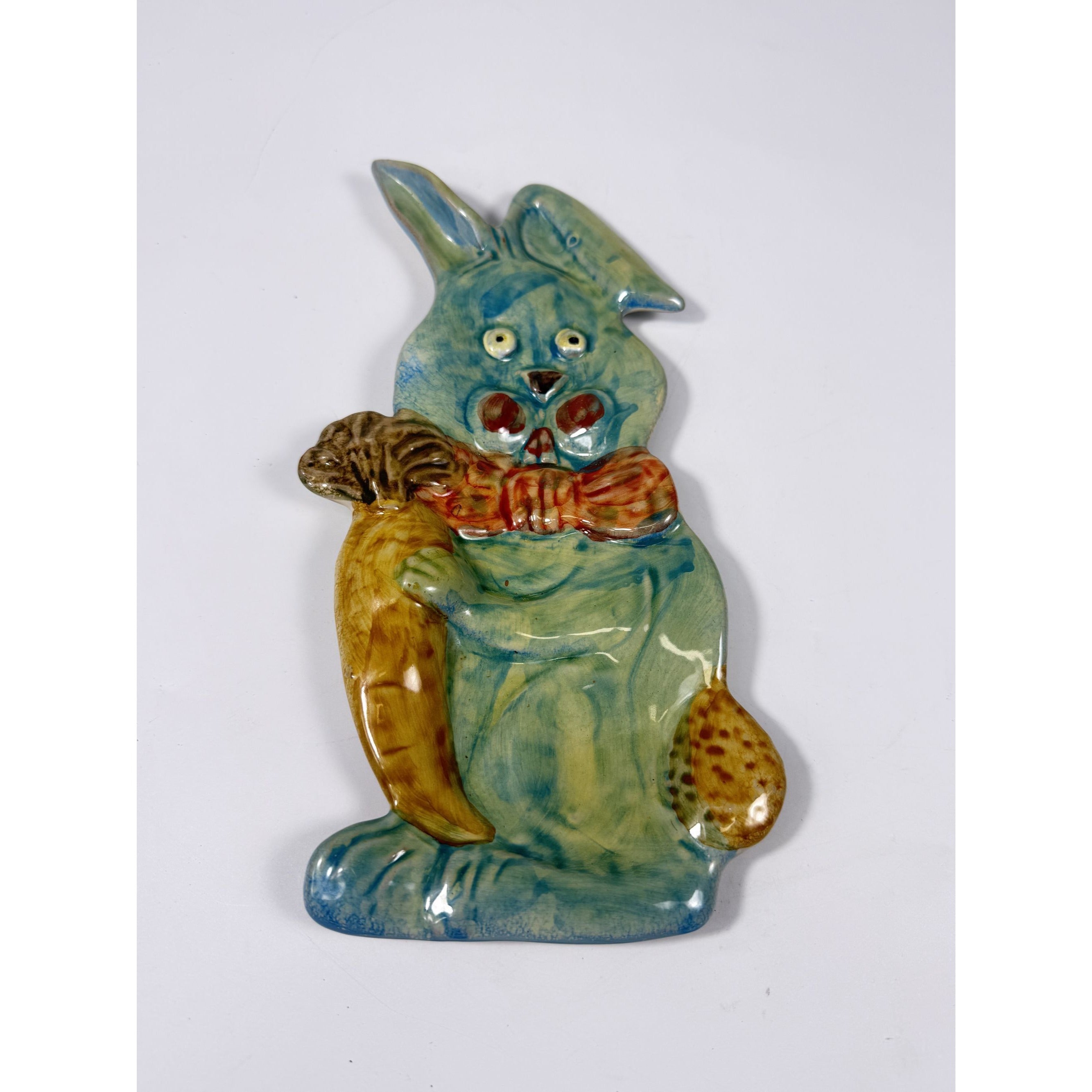 Pottery Spoon Rest Bunny Rabbit Vintage Italian Wall Decor Kitchen Tools Spring Holiday Seasonal