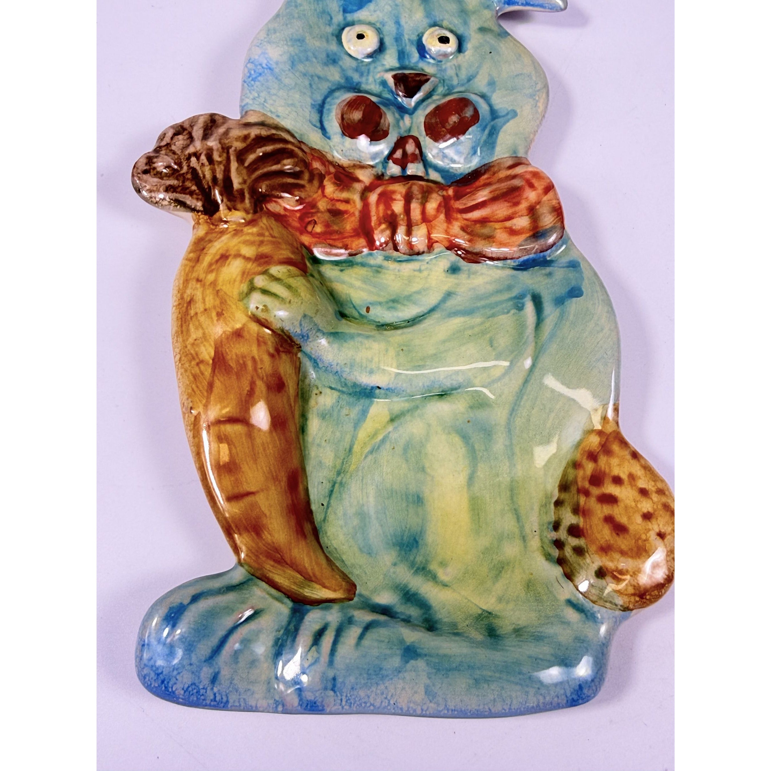 Pottery Spoon Rest Bunny Rabbit Vintage Italian Wall Decor Kitchen Tools Spring Holiday Seasonal