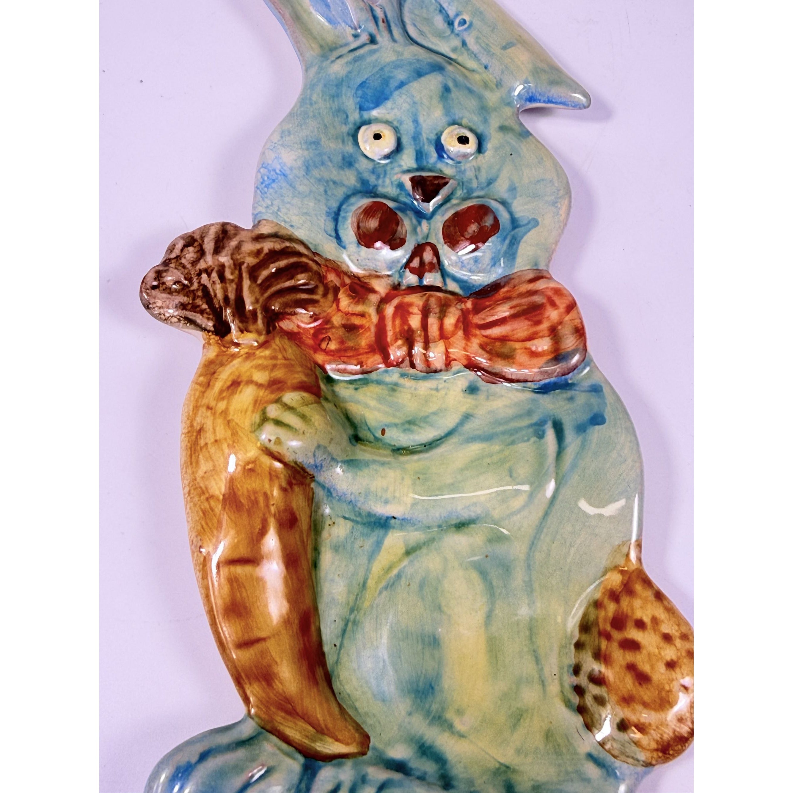 Pottery Spoon Rest Bunny Rabbit Vintage Italian Wall Decor Kitchen Tools Spring Holiday Seasonal