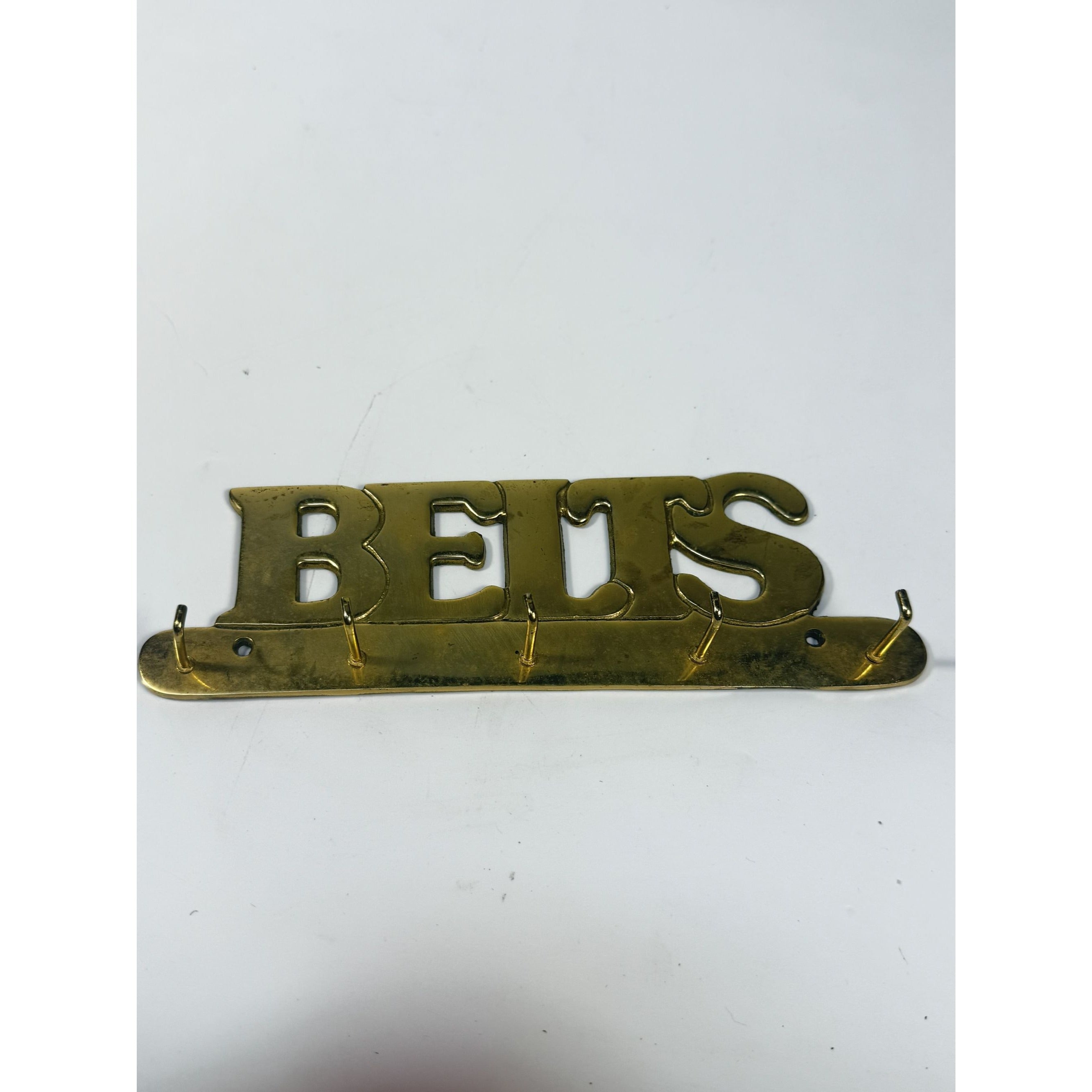 Wall Mounted Brass Belt Hook Holder Vintage - Made in Taiwan - Closet Bedroom Bathroom Home Decor Decorative Accents Cottage Granny Core