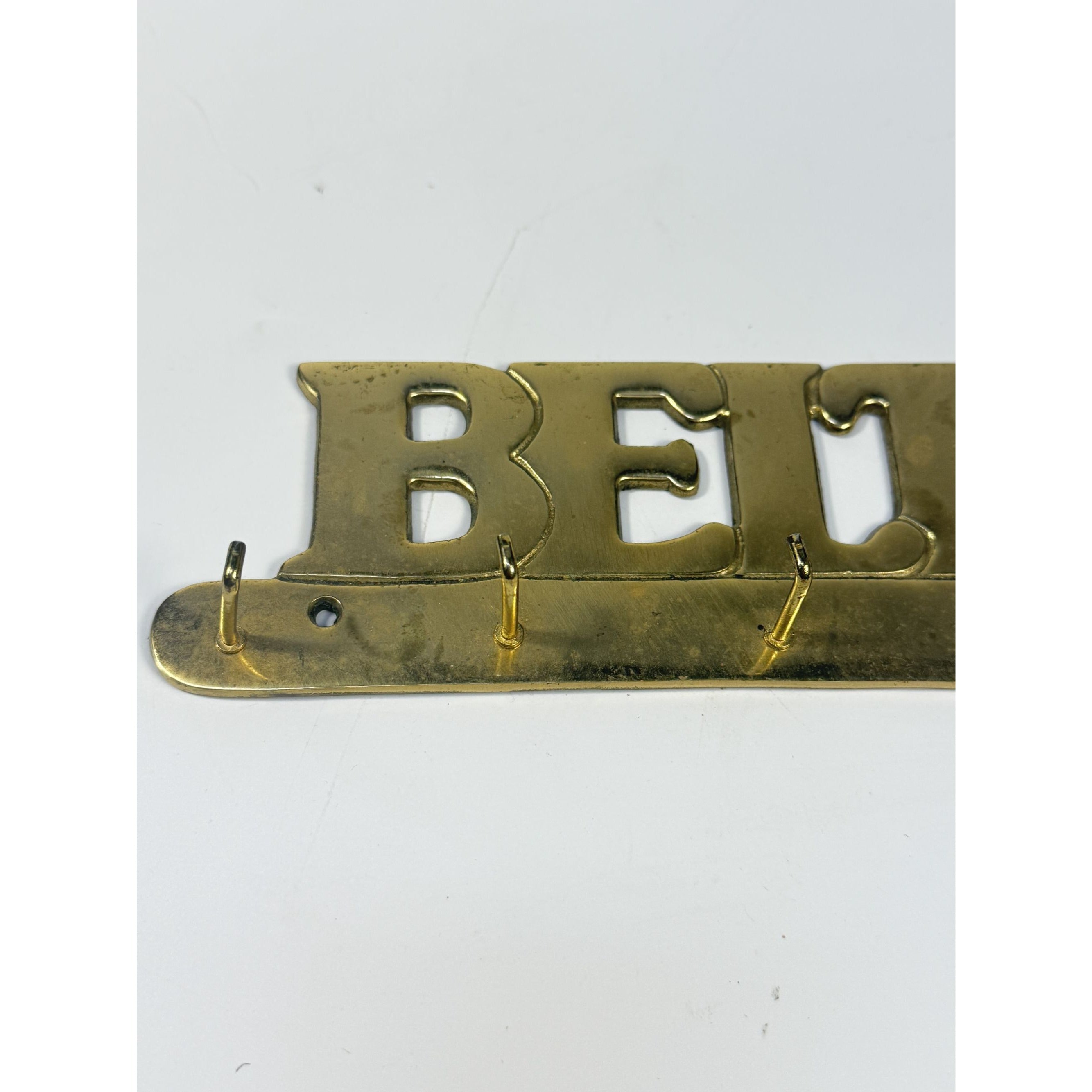 Wall Mounted Brass Belt Hook Holder Vintage - Made in Taiwan - Closet Bedroom Bathroom Home Decor Decorative Accents Cottage Granny Core
