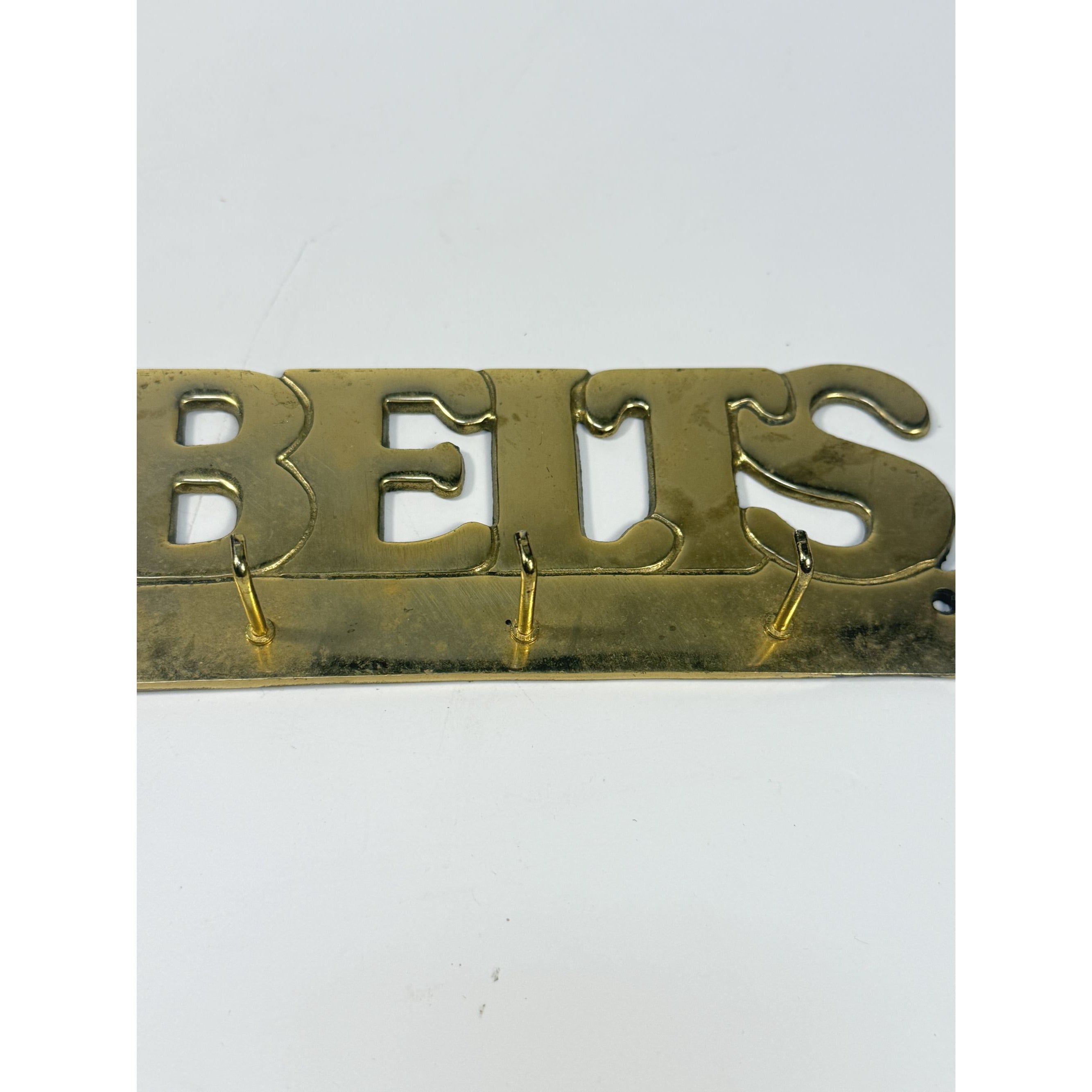 Wall Mounted Brass Belt Hook Holder Vintage - Made in Taiwan - Closet Bedroom Bathroom Home Decor Decorative Accents Cottage Granny Core