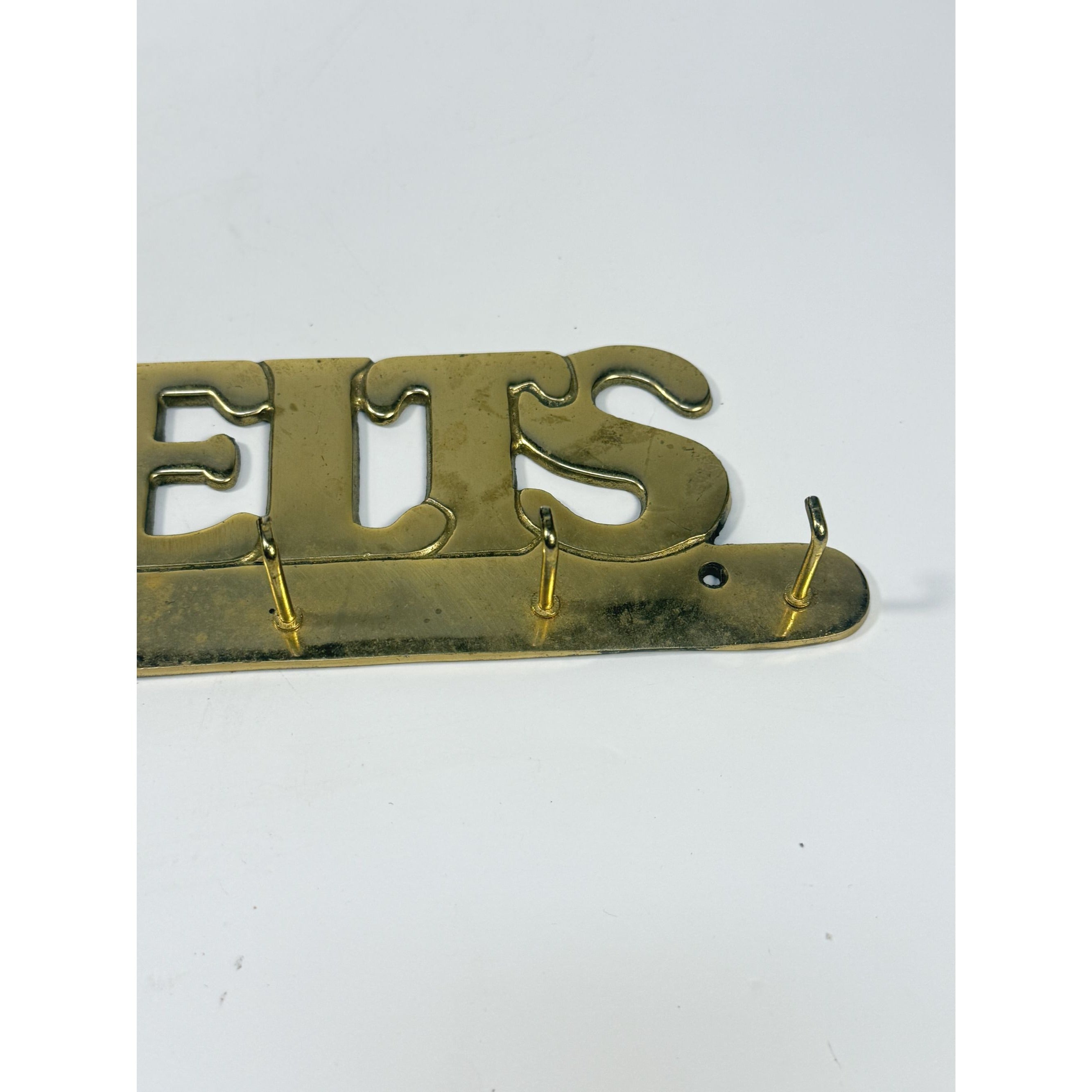 Wall Mounted Brass Belt Hook Holder Vintage - Made in Taiwan - Closet Bedroom Bathroom Home Decor Decorative Accents Cottage Granny Core