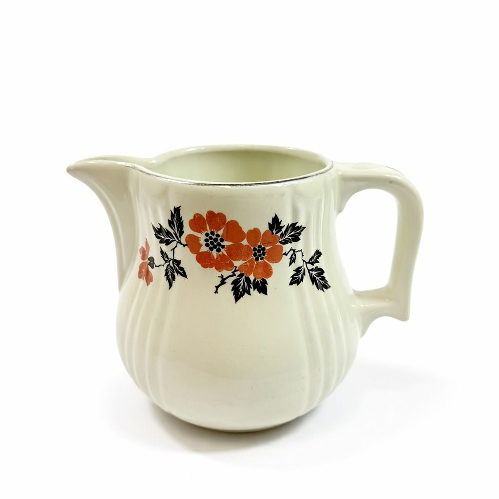 Large Ironstone Pitcher Hall Superior Quality Red Poppy Vintage Kitchenware USA Made Mid Century Kitchenware Milk Juice Beverage Drink