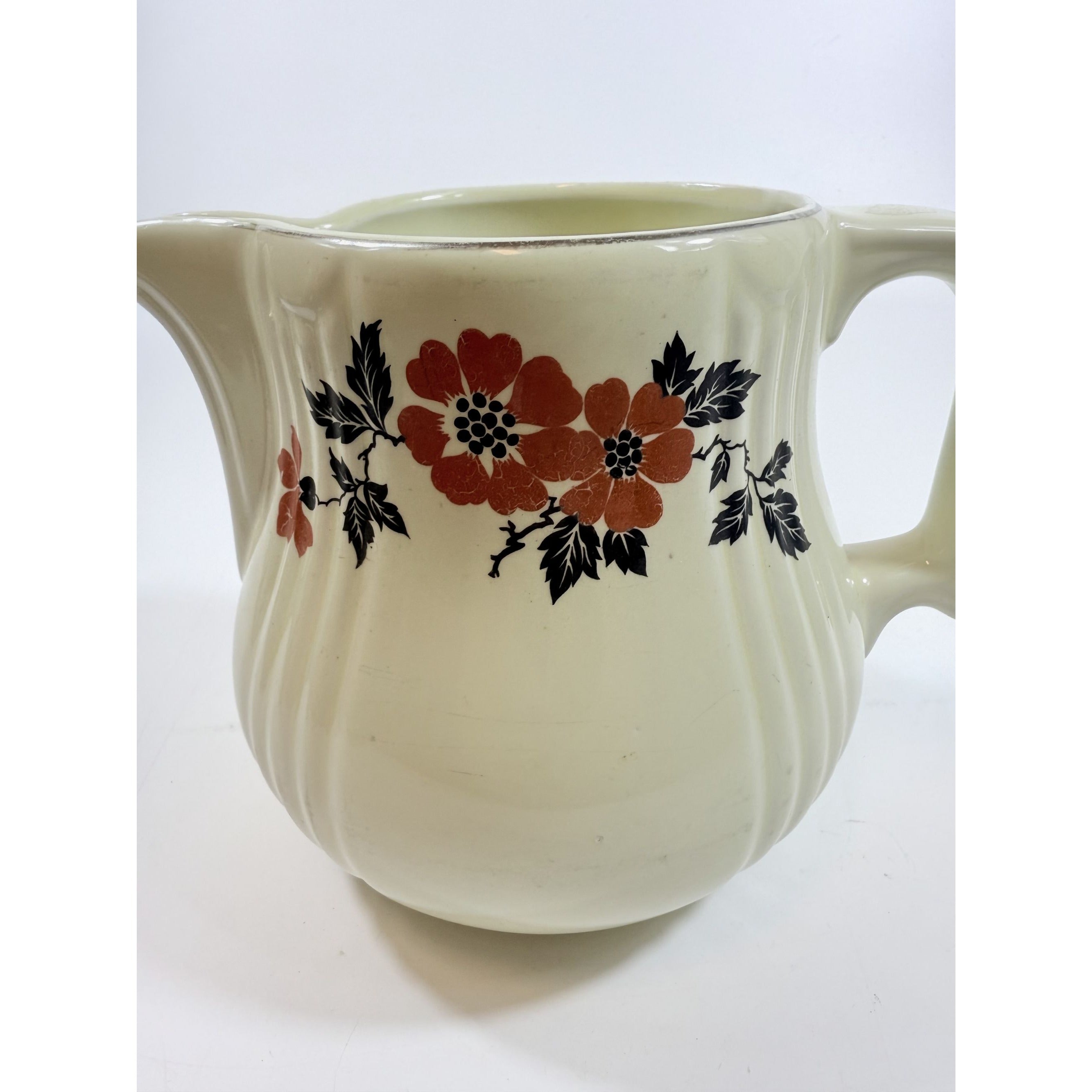 Large Ironstone Pitcher Hall Superior Quality Red Poppy Vintage Kitchenware USA Made Mid Century Kitchenware Milk Juice Beverage Drink