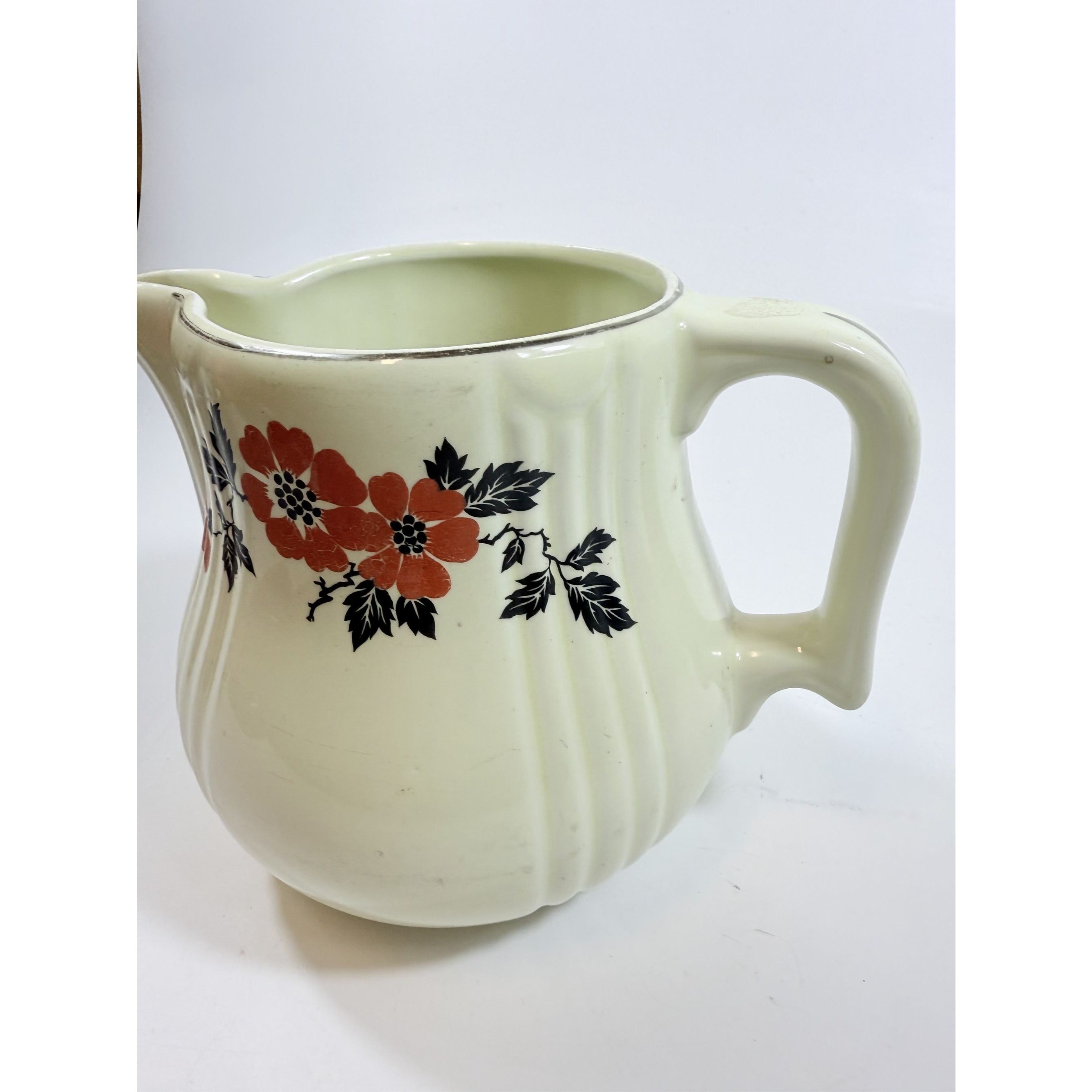 Large Ironstone Pitcher Hall Superior Quality Red Poppy Vintage Kitchenware USA Made Mid Century Kitchenware Milk Juice Beverage Drink