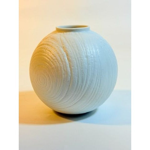 Vase Rosenthal Studio Line Martin Freyer Op Art Modernist Matte white bisque porcelain Swirl Globular Designer Mid Century Modern Vintage