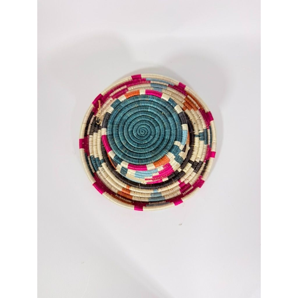 Plate Stand Riser Hand Woven Coil Basket Style Kitchen Home Decor Serving Ware Colorful African Handmade