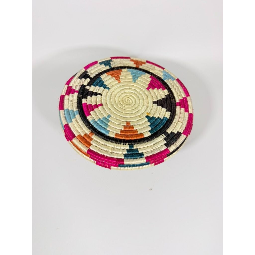 Plate Stand Riser Hand Woven Coil Basket Style Kitchen Home Decor Serving Ware Colorful African Handmade