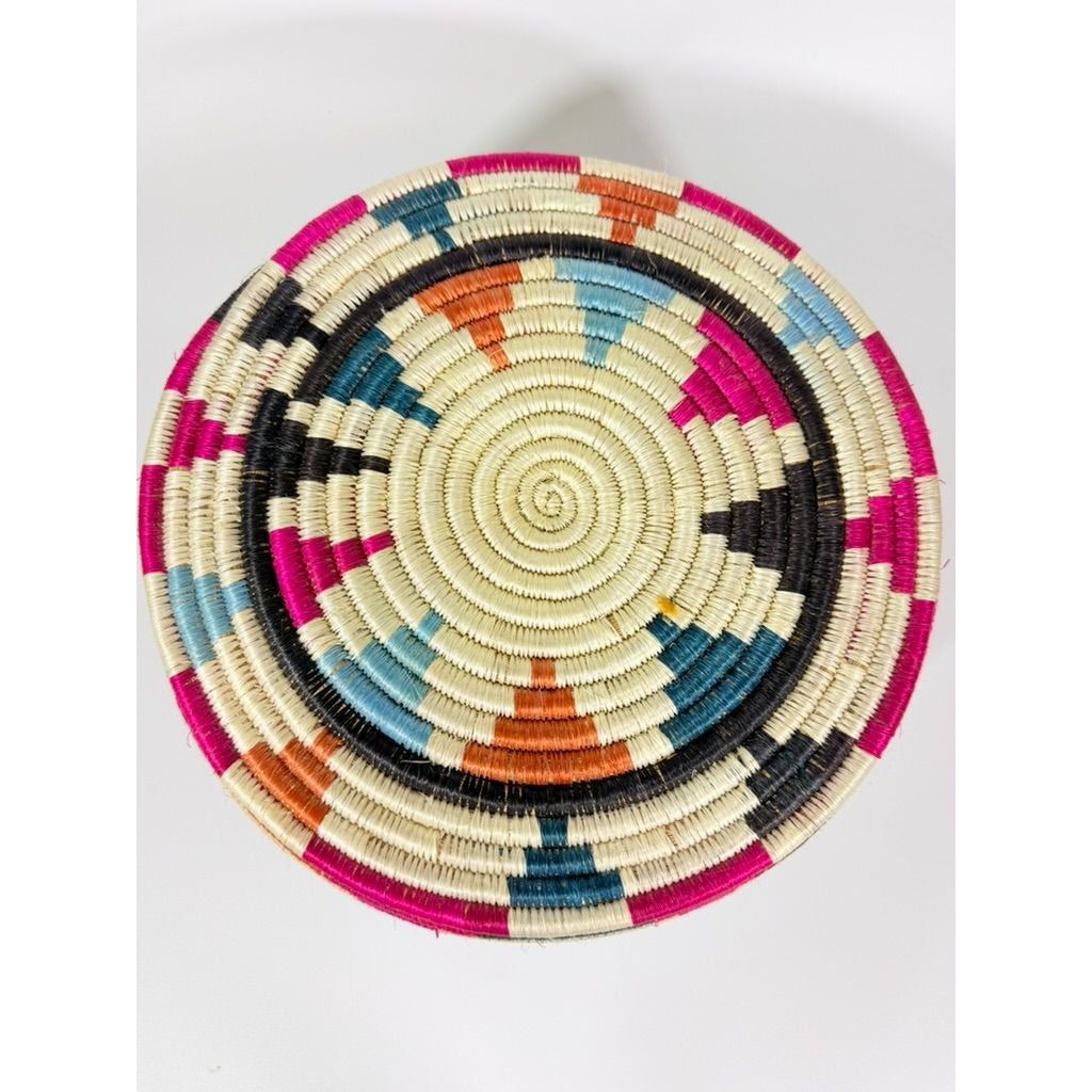 Plate Stand Riser Hand Woven Coil Basket Style Kitchen Home Decor Serving Ware Colorful African Handmade